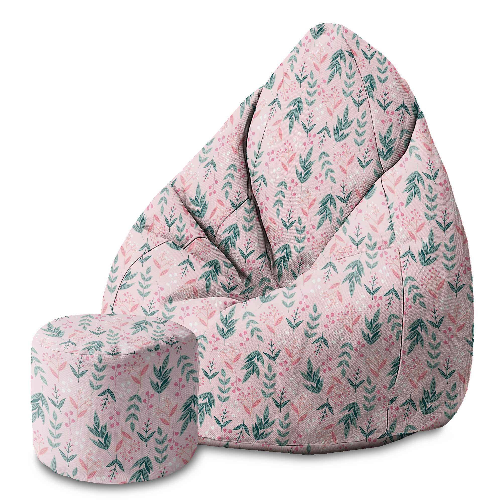 Puf okrągły podnóżek Sweet Leaves Pattern