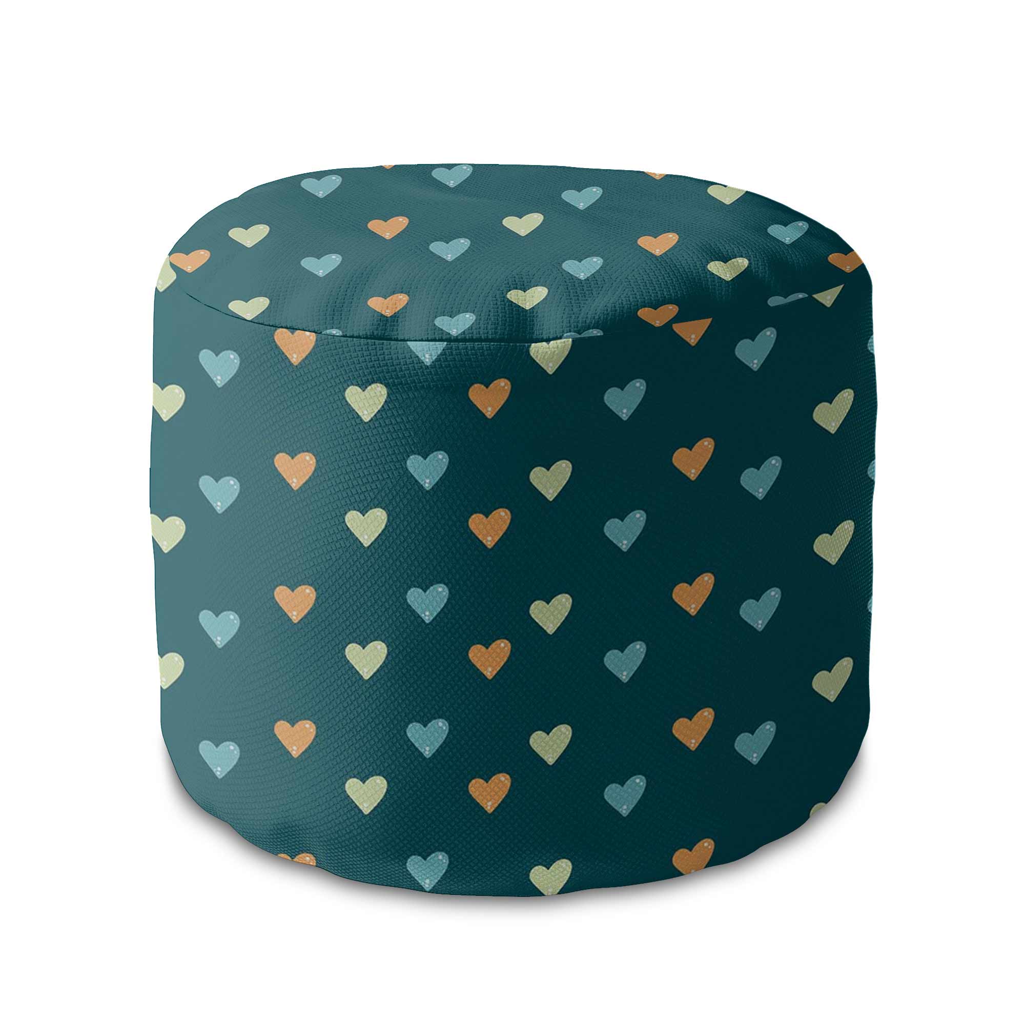 Puf okrągły podnóżek Colorful Hearts-Velvet