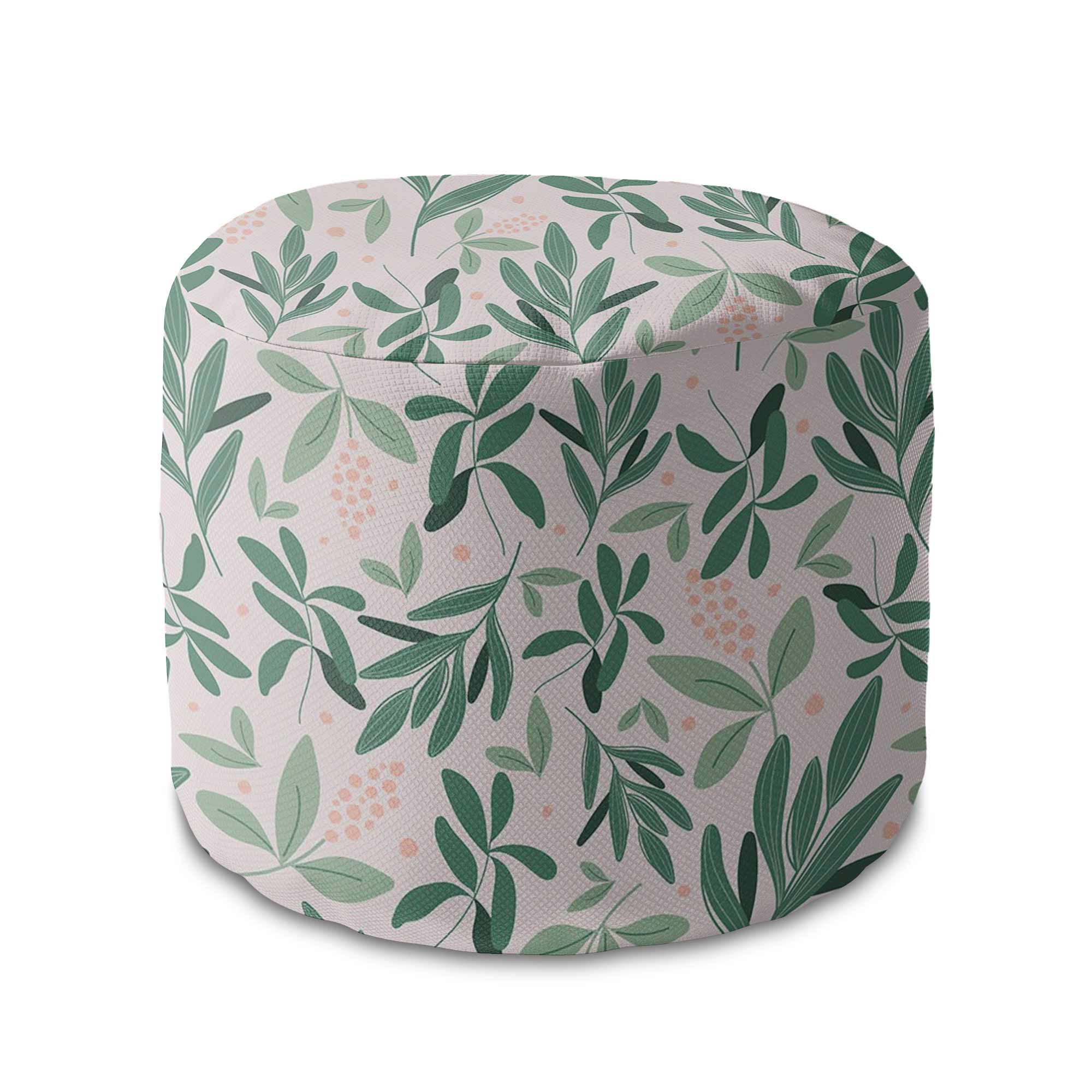 Puf okrągły podnóżek Olive Leaves on Pink