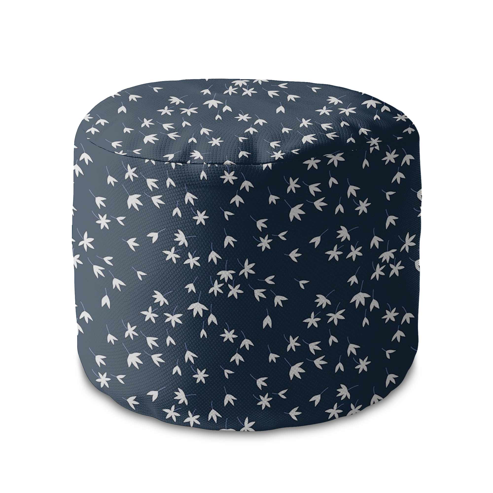 Puf okrągły podnóżek Navy Tiny Petal