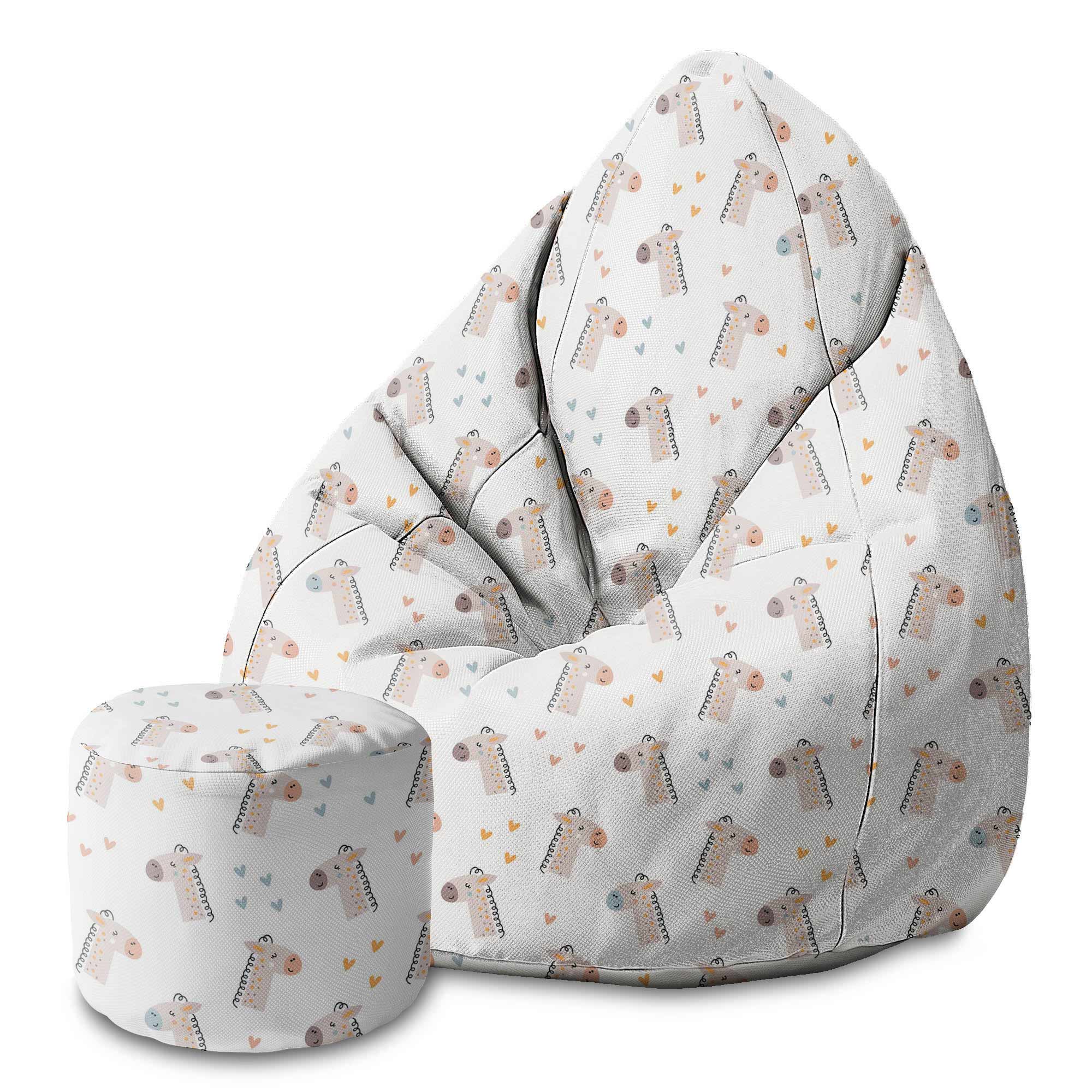 Puf okrągły podnóżek Cute Giraffe-Velvet