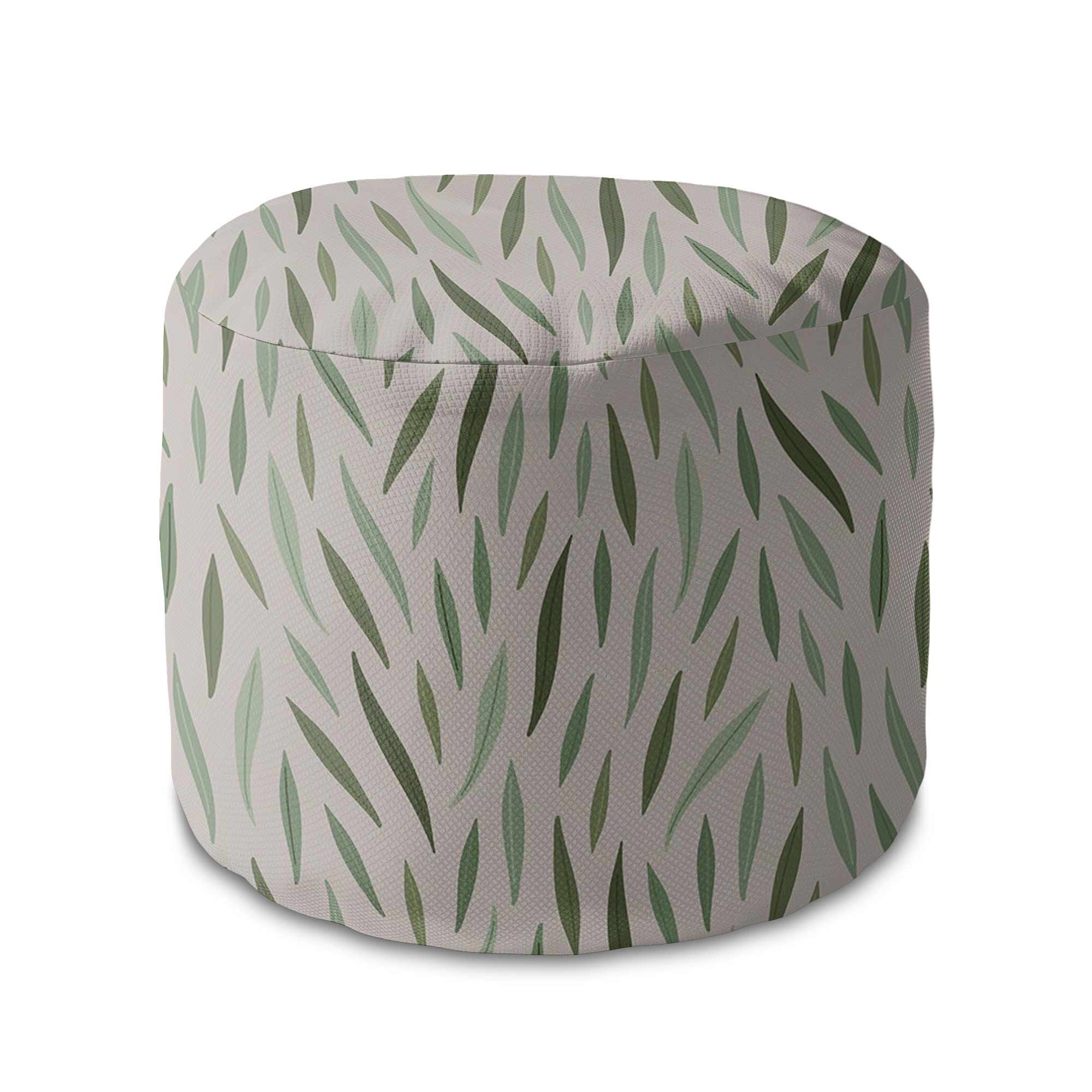 Puf okrągły podnóżek Green Leaves Pattern