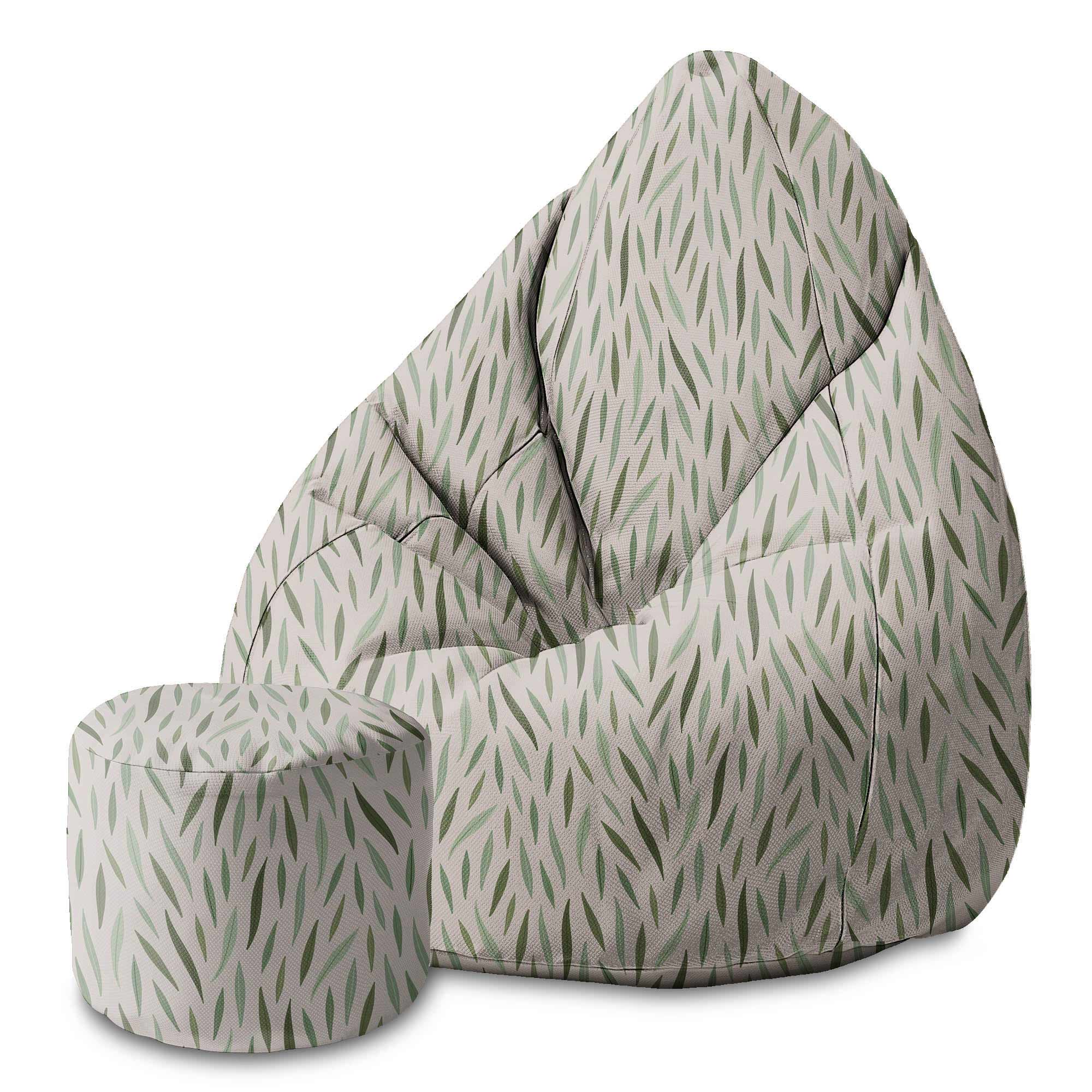 Puf okrągły podnóżek Green Leaves Pattern