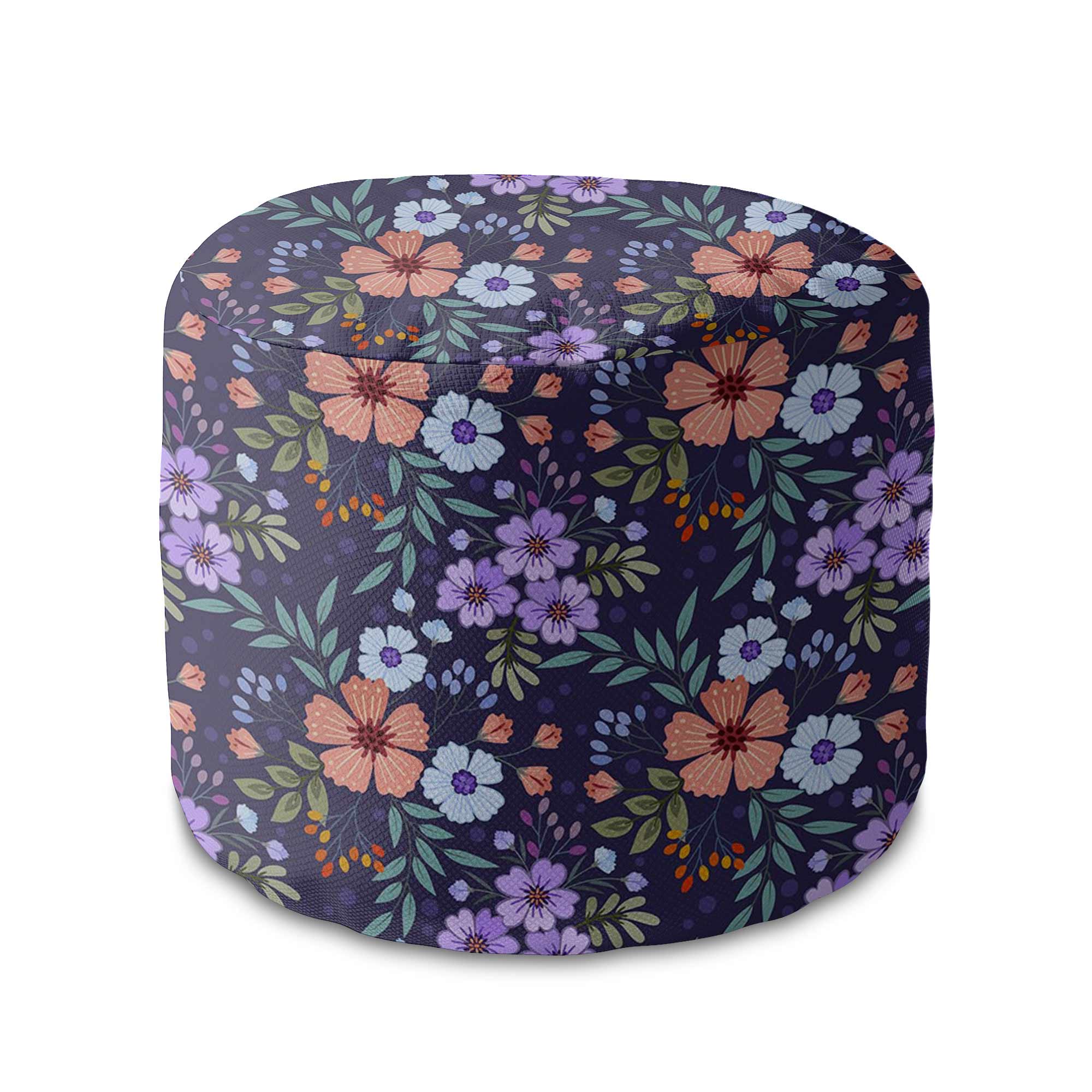 Puf okrągły podnóżek Botanical Pattern