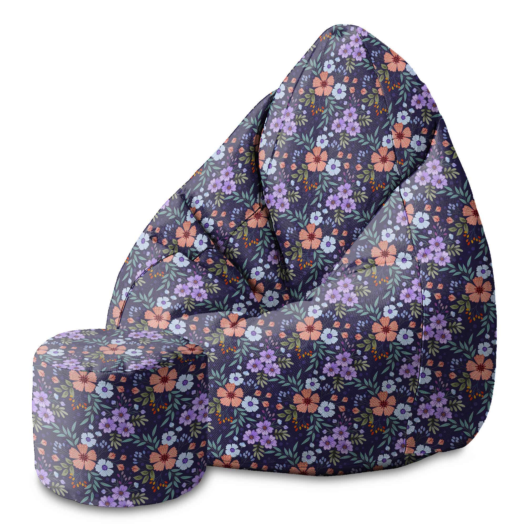 Puf okrągły podnóżek Botanical Pattern-Velvet