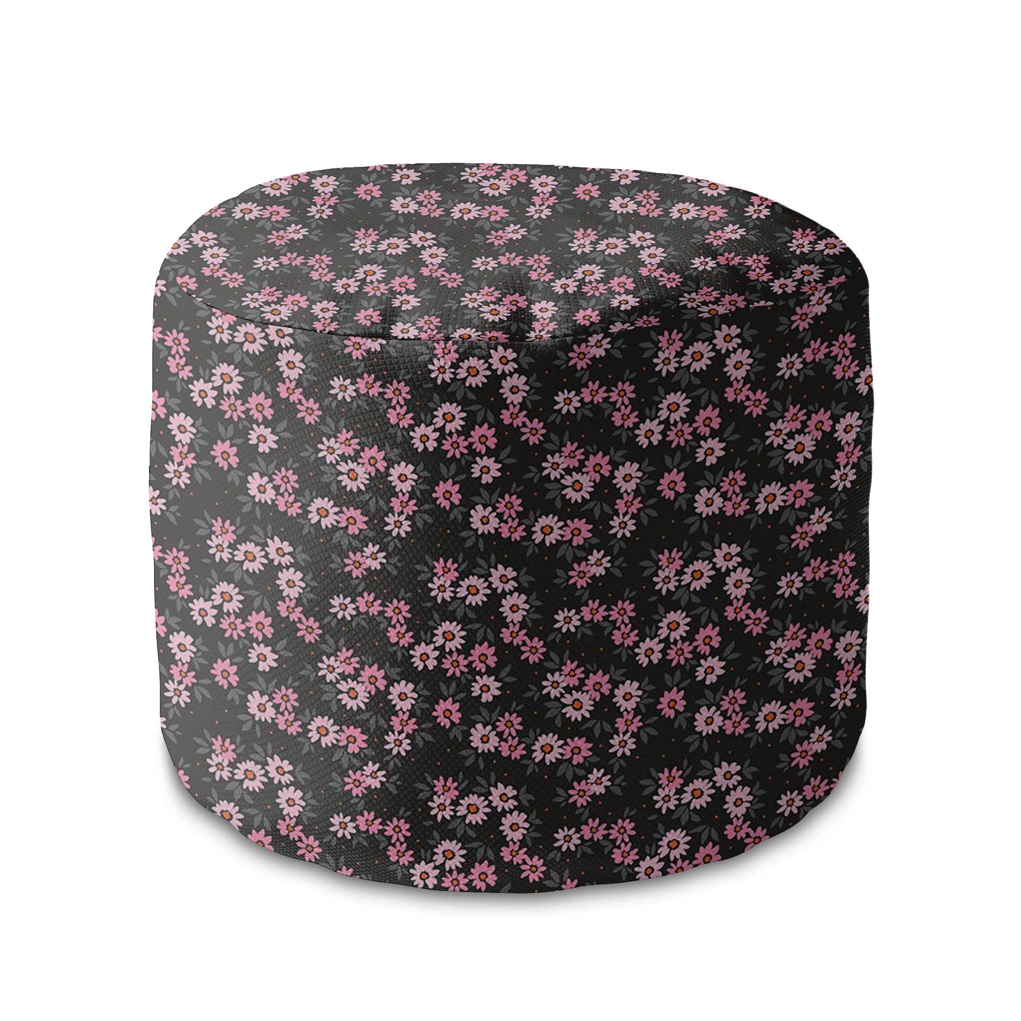 Puf okrągły podnóżek Pink Flowers Pattern-Oxford