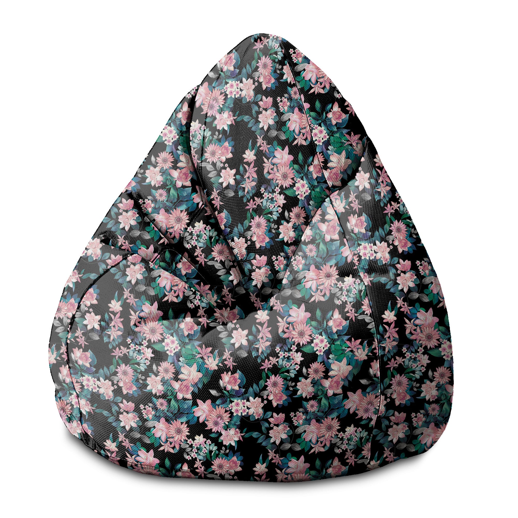 Puf Pearshape Dark Botanic Růžová-S-Velvet