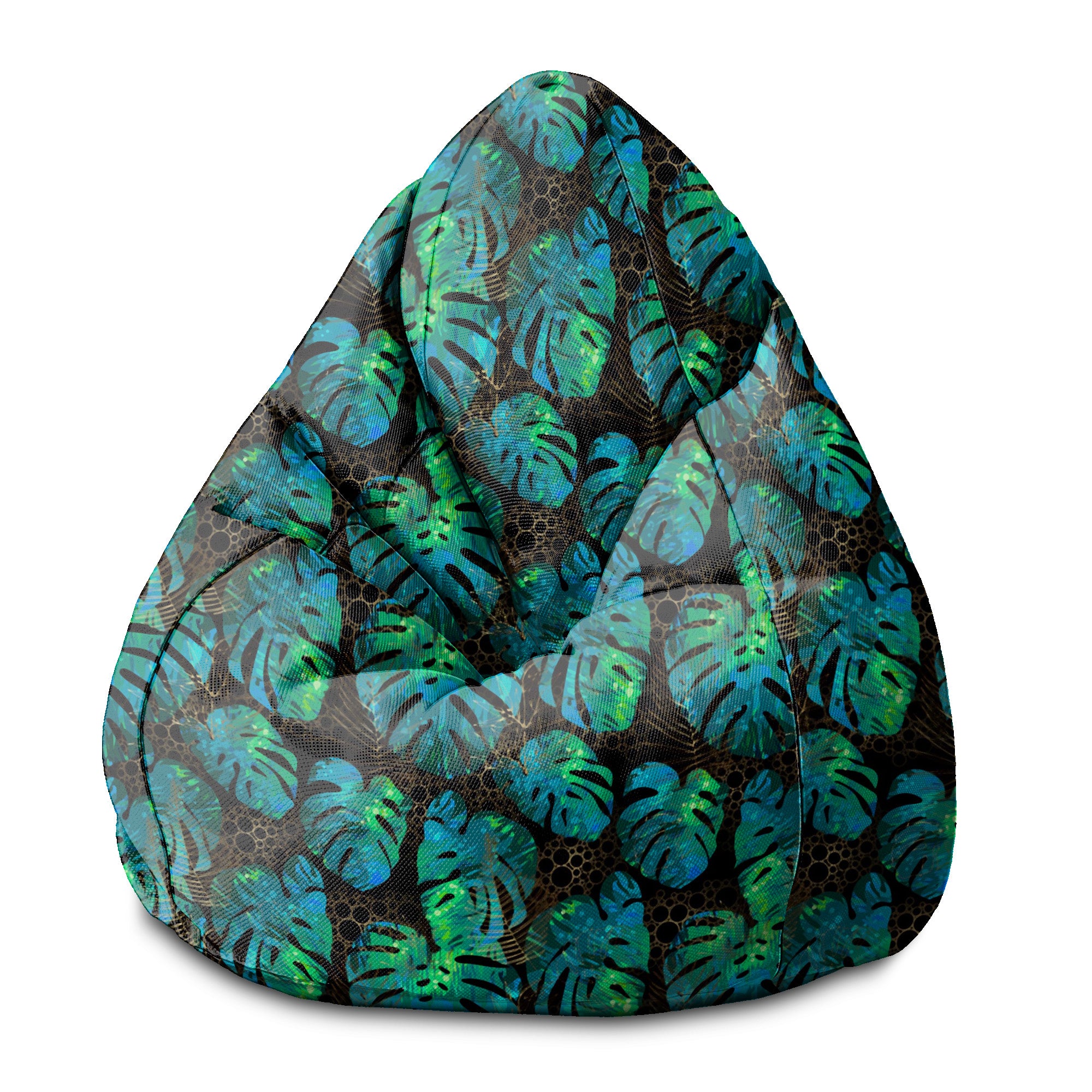 Puf Pearshape Mořská Zelená Monstera-S-Velvet