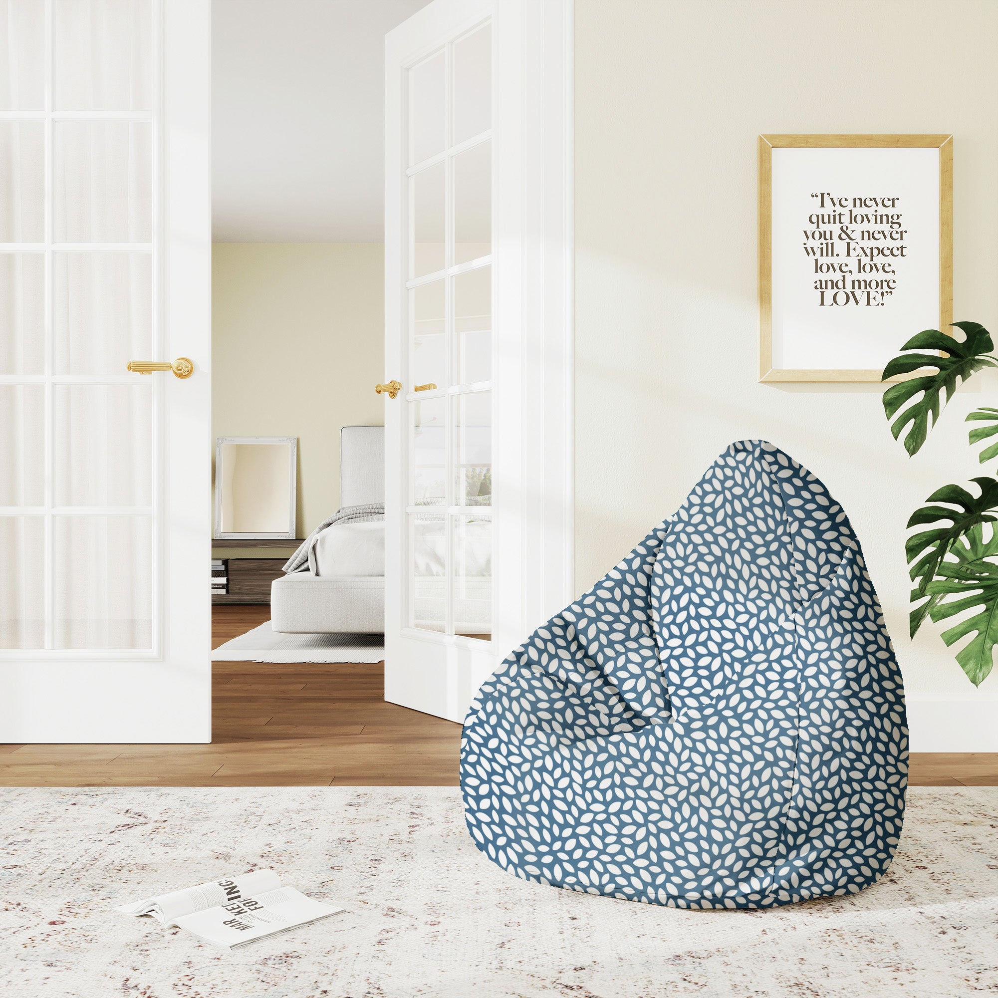 Puf Pearshape Navy Petal-M-Velvet