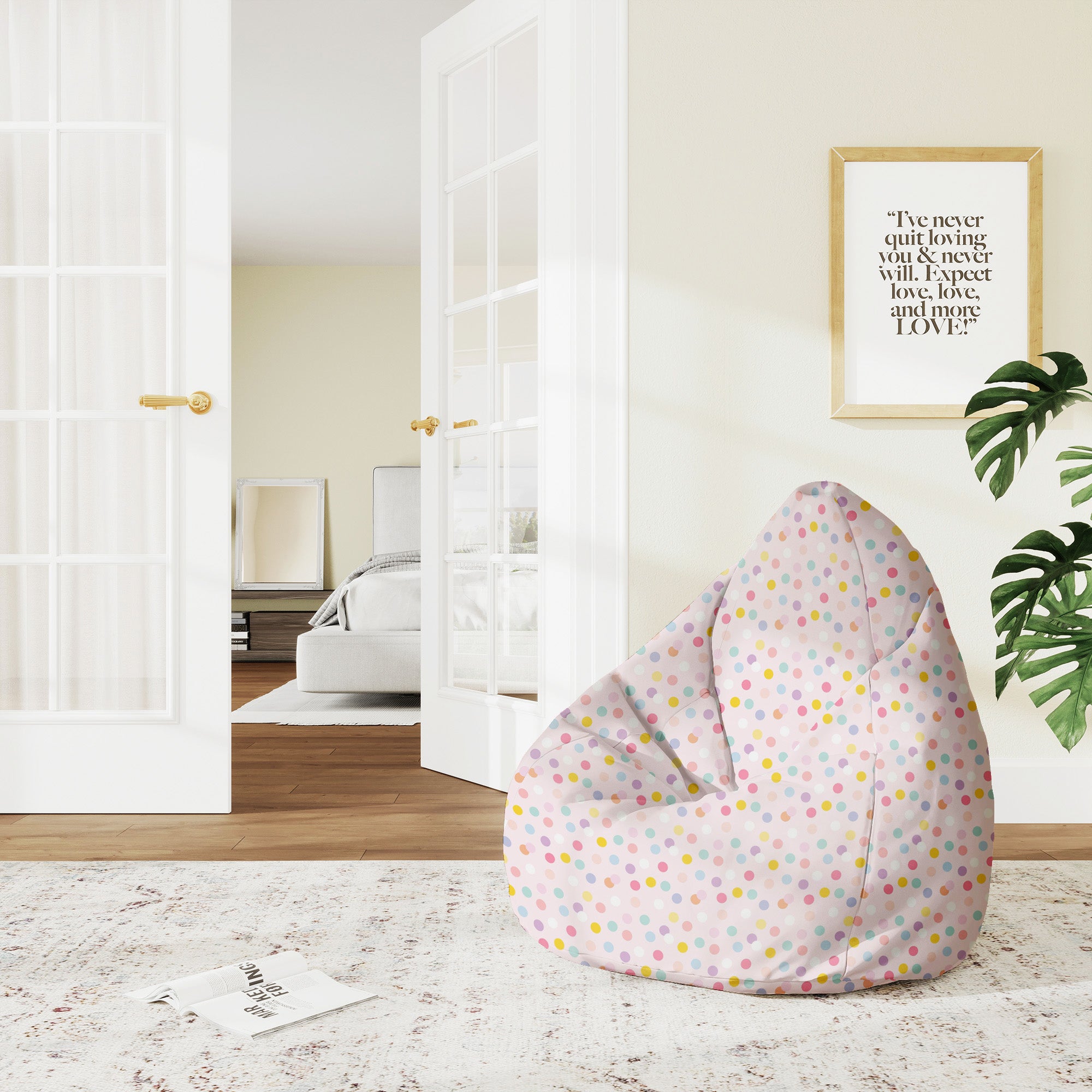Puf Pearshape Pastel Confetti Dots-M-Velvet