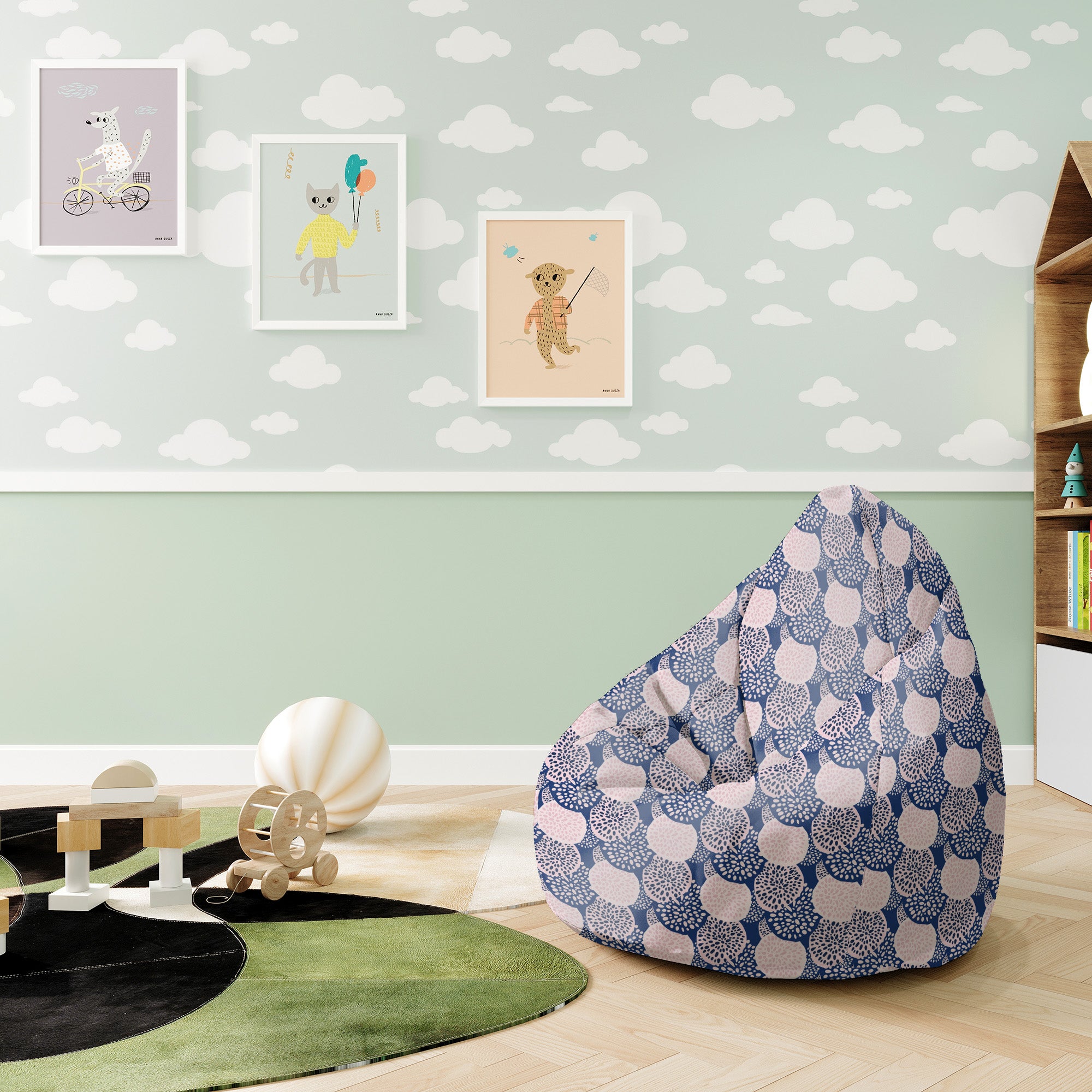 Puf Pearshape Pink and Blue Geometric Ornament