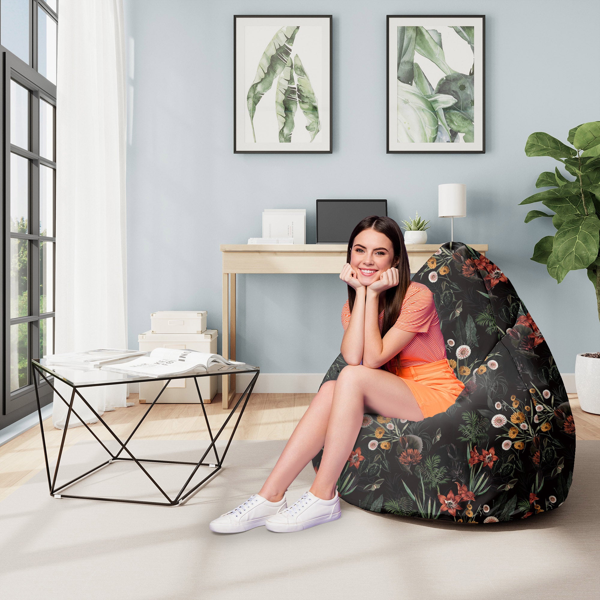 Sitzsack Pearshape Wiedergeborener Dschungel-M-Velvet