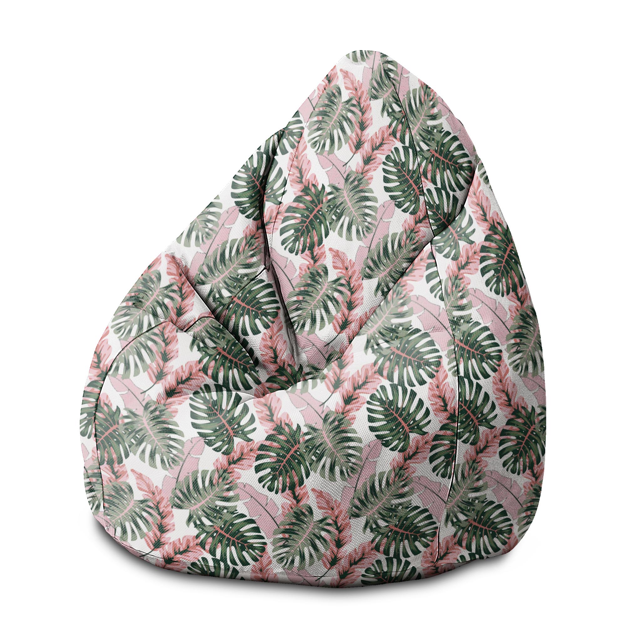 Puf Pearshape Tropická růžová a zelené listy-M-Velvet