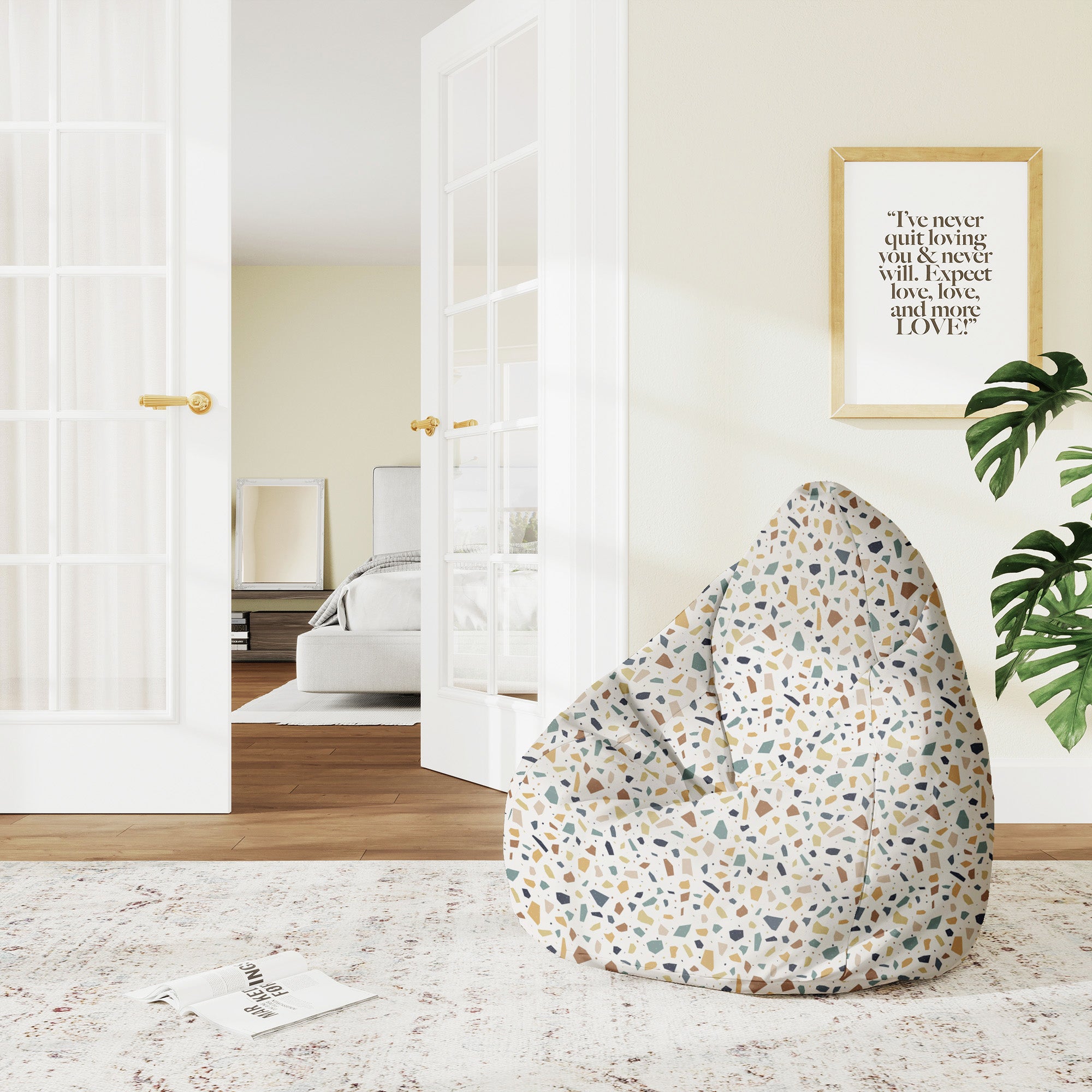 Puf Birnenform Vintage Terrazzo-M-Samt