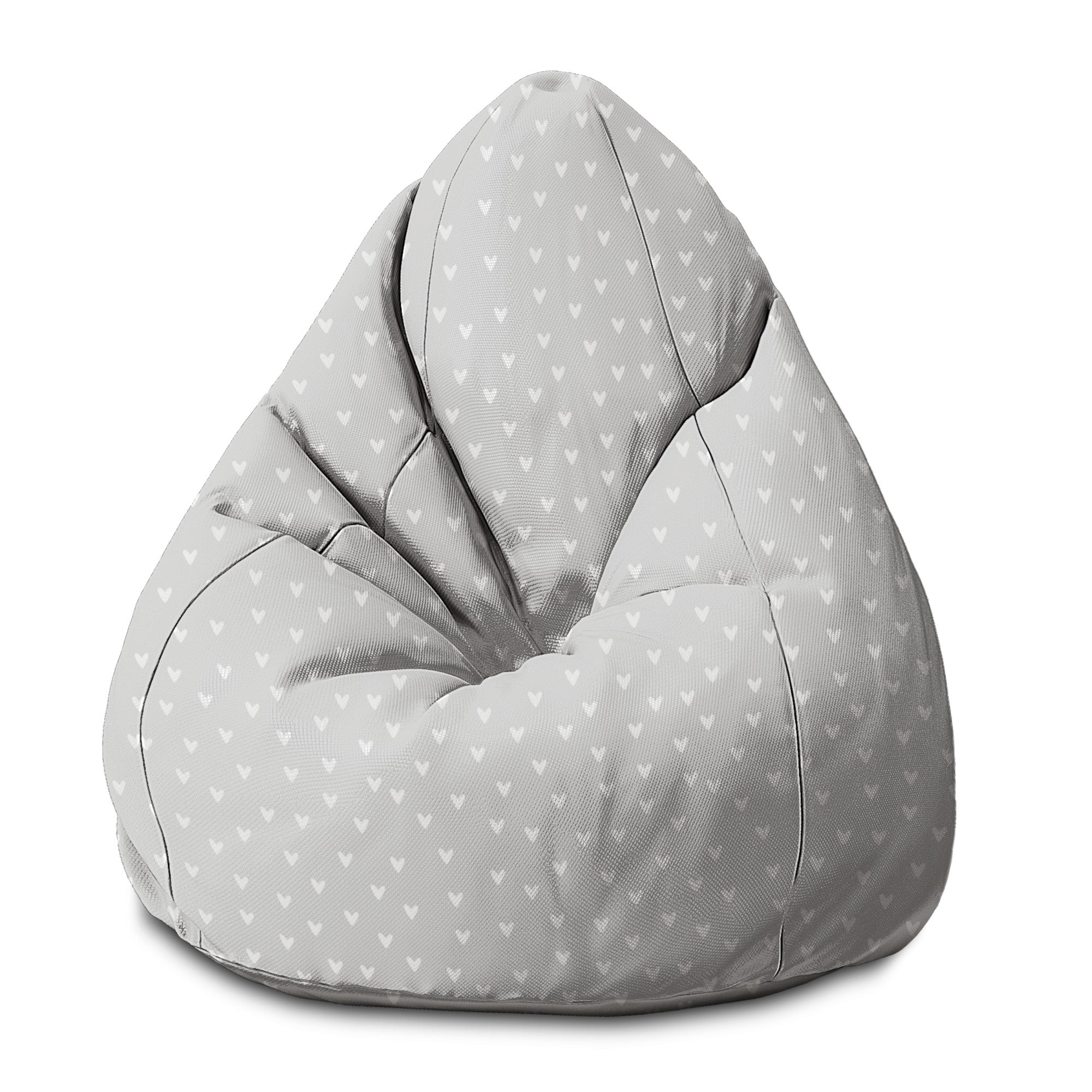 Puf Pearshape White Hearts-S-Oxford