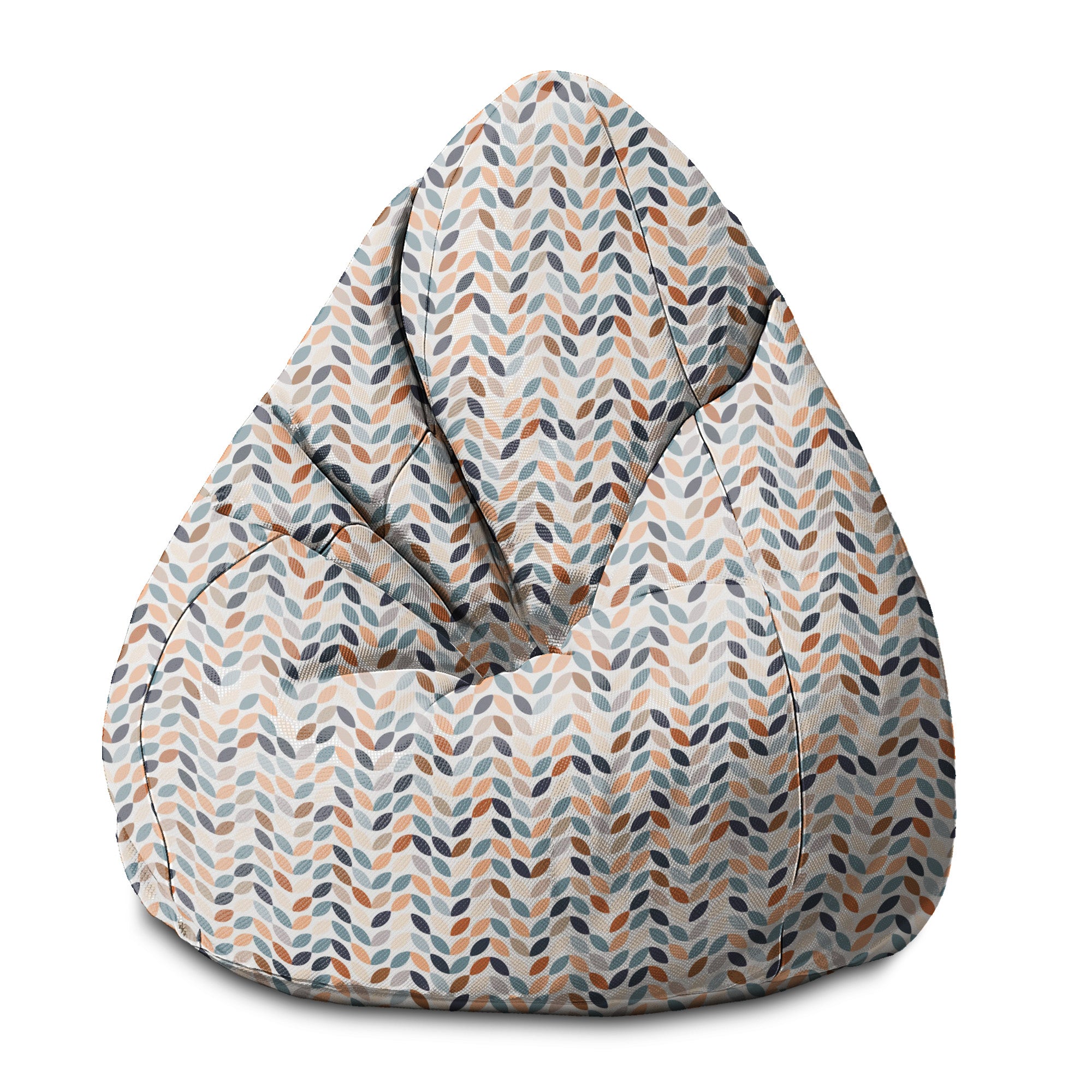 Pearshape Pouf White Leaves-S-Velvet