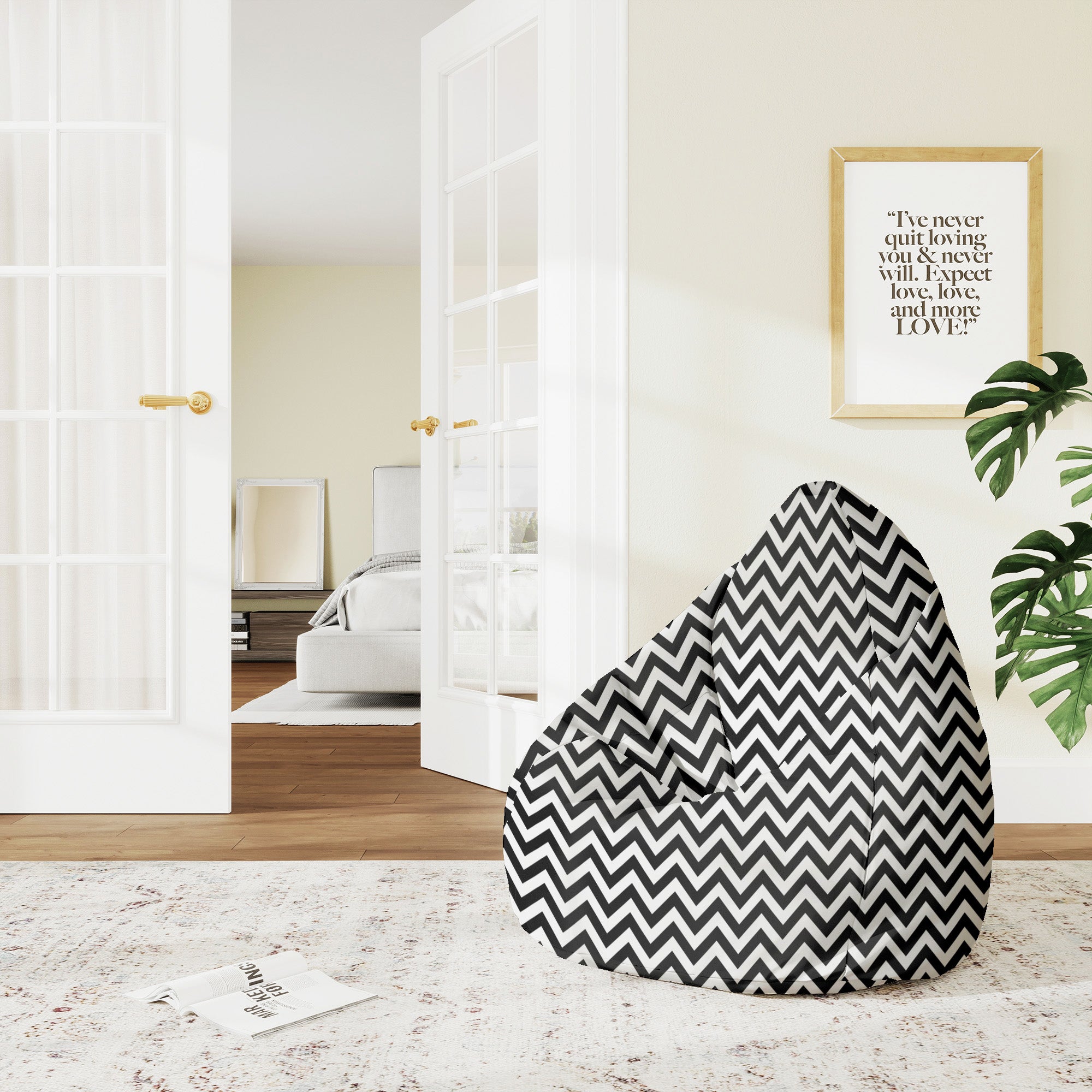 Puf Pearshape Zig Zag Black-M-Oxford