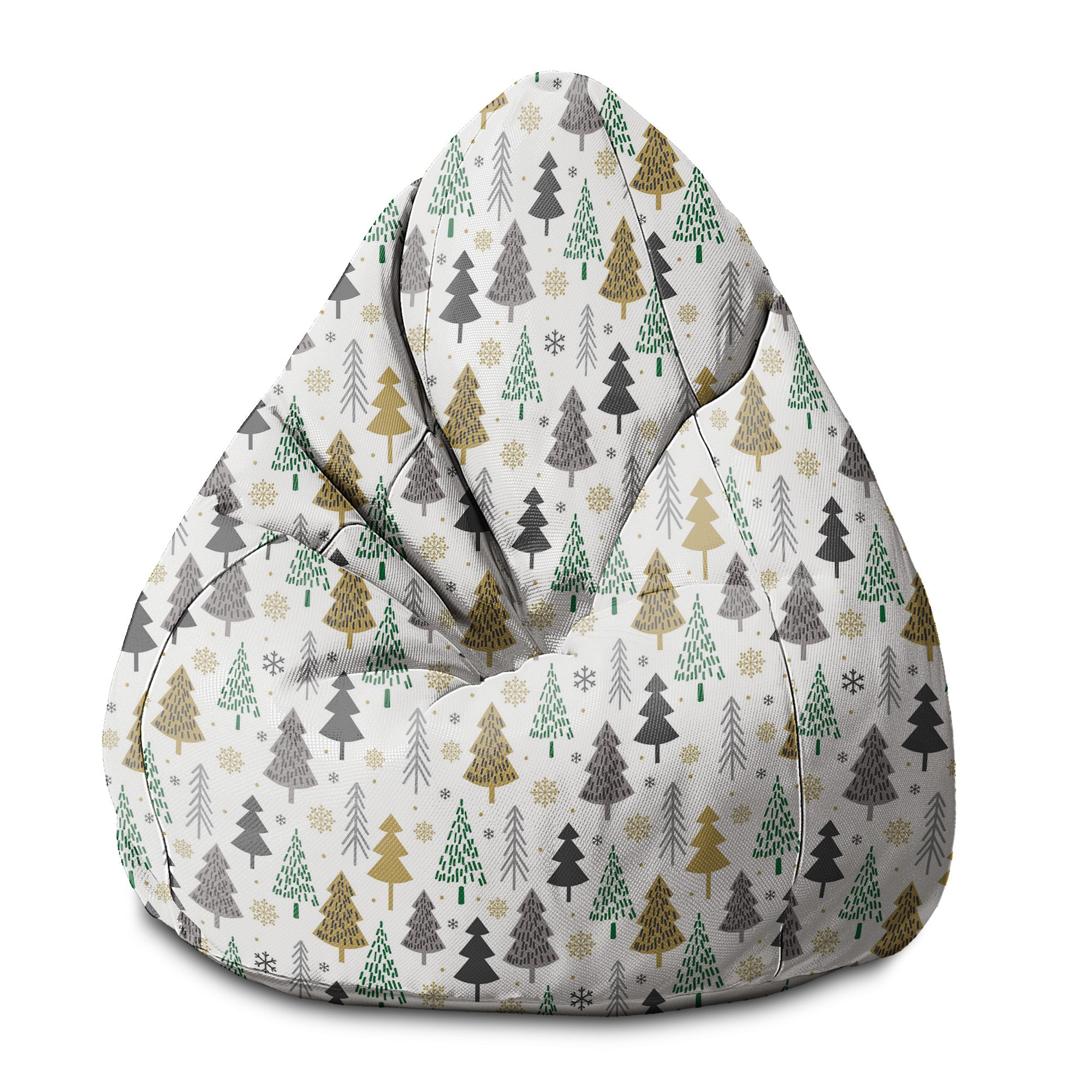 Puf Pearshape Gold and Green Christmas Trees-S-Oxford