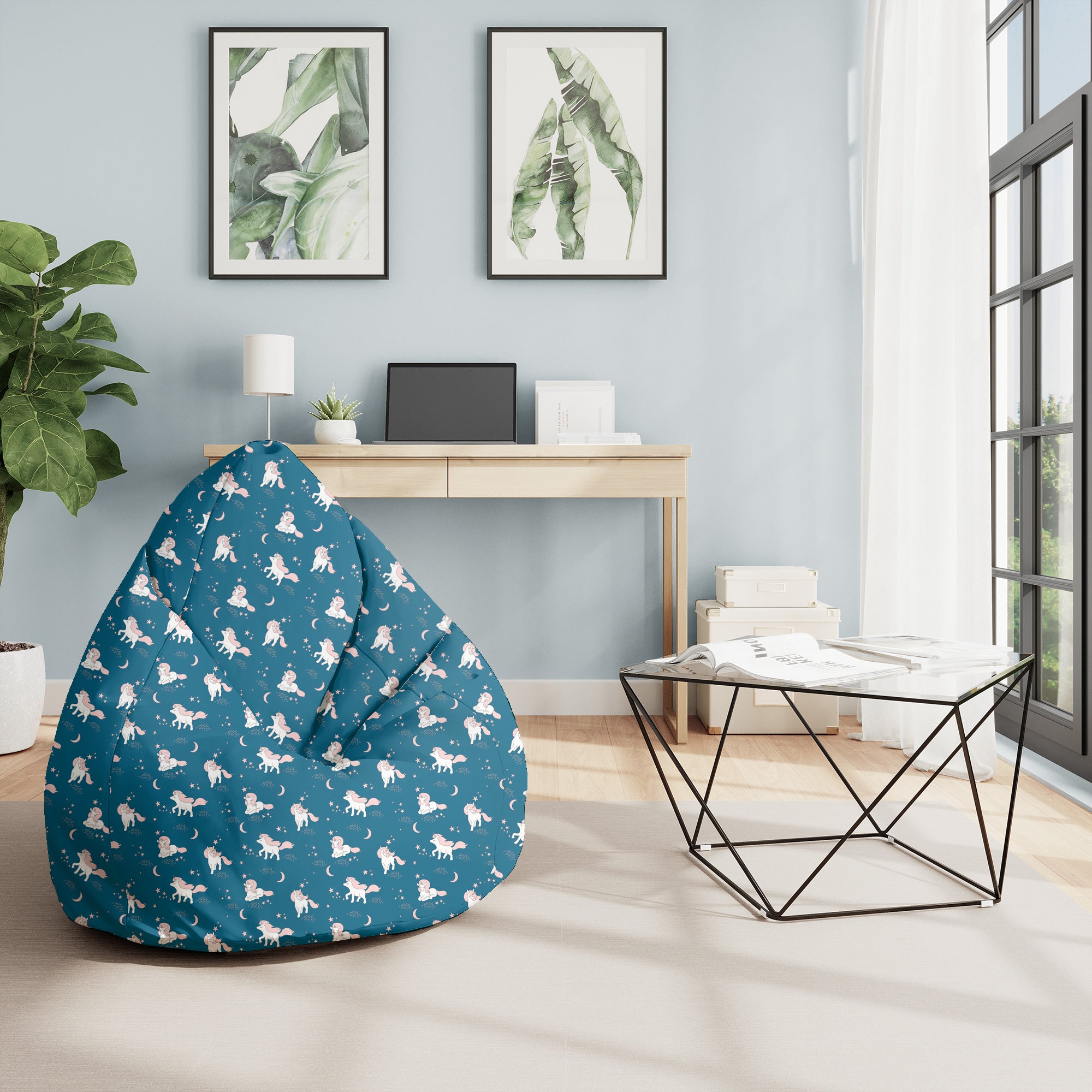Sitzsack Birnenform Magisches Pinkes Einhorn-M-Oxford
