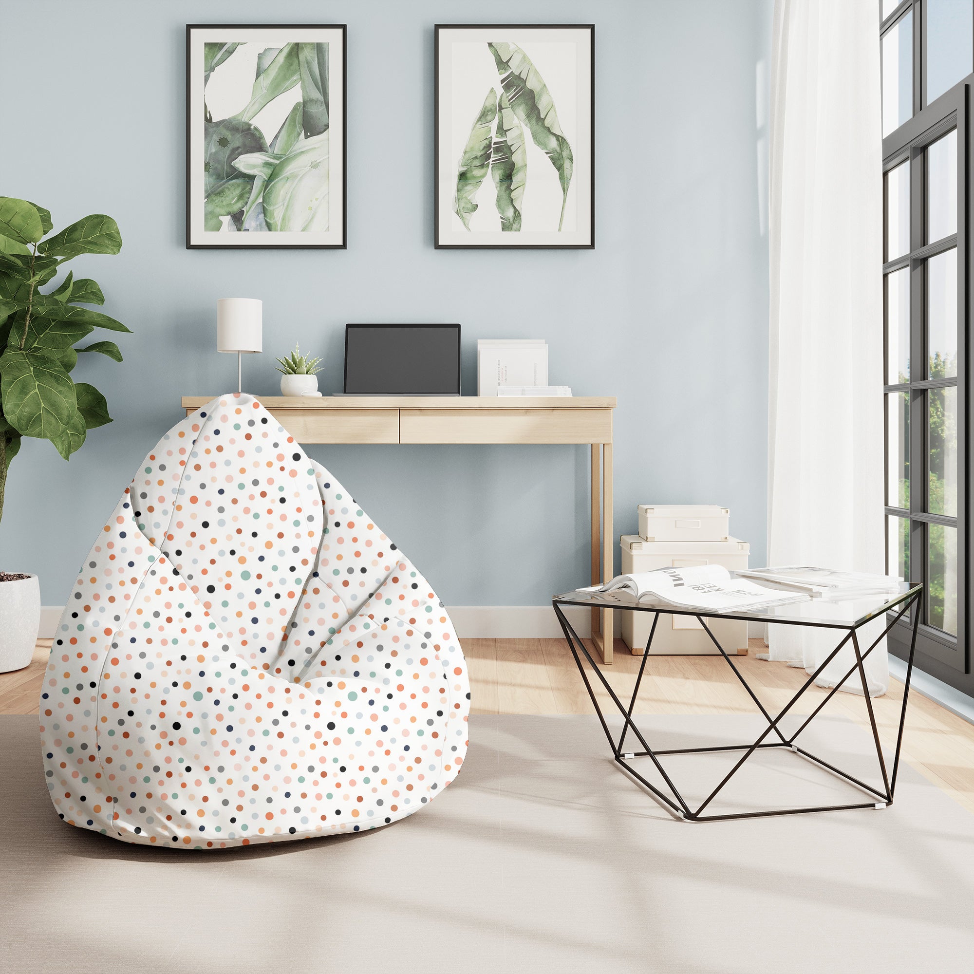 Pearshape Pouf Pastel Dots-M-Oxford