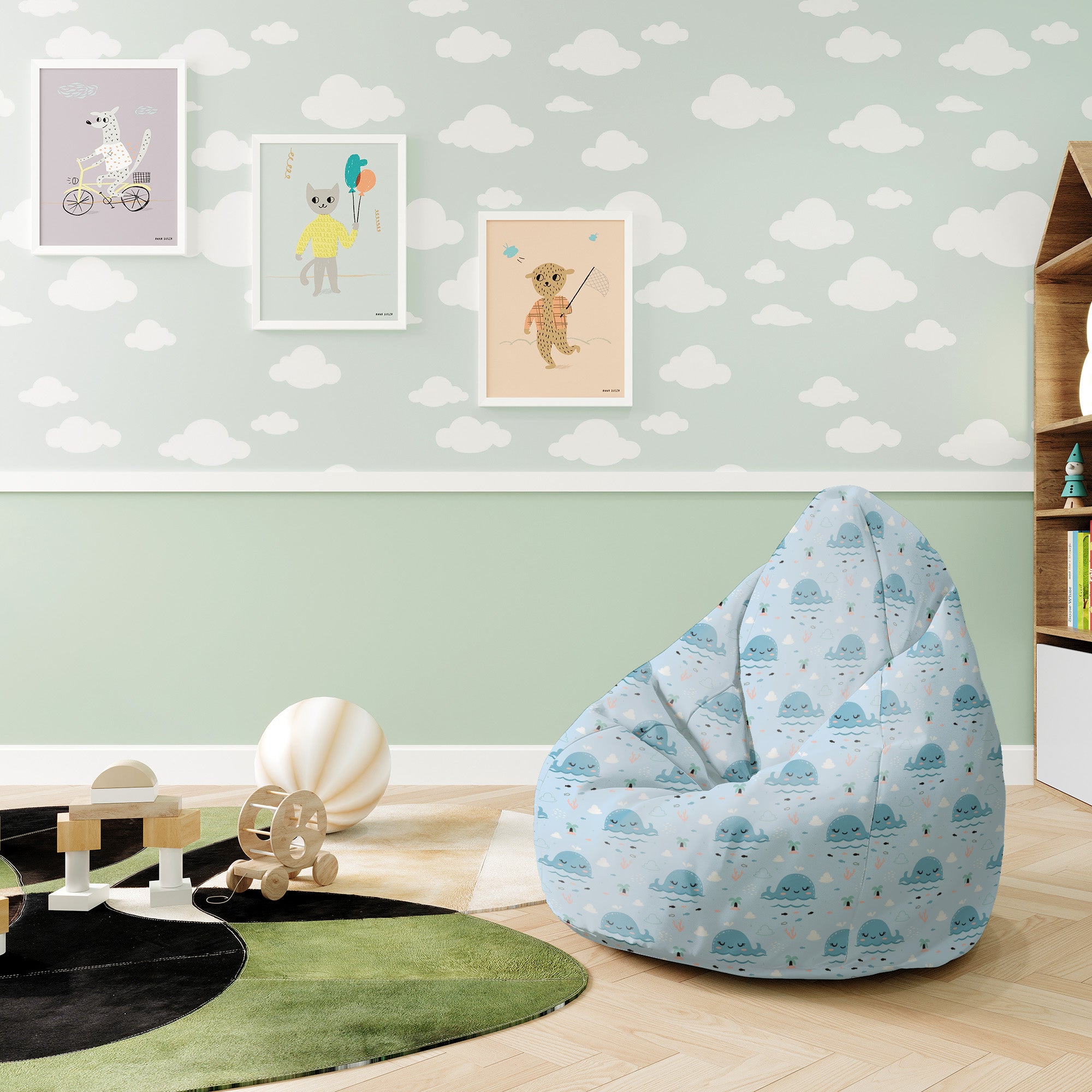 Puf Pearshape Happy Whale
