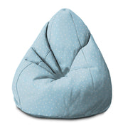Pearshape Puff White Dot on Blue