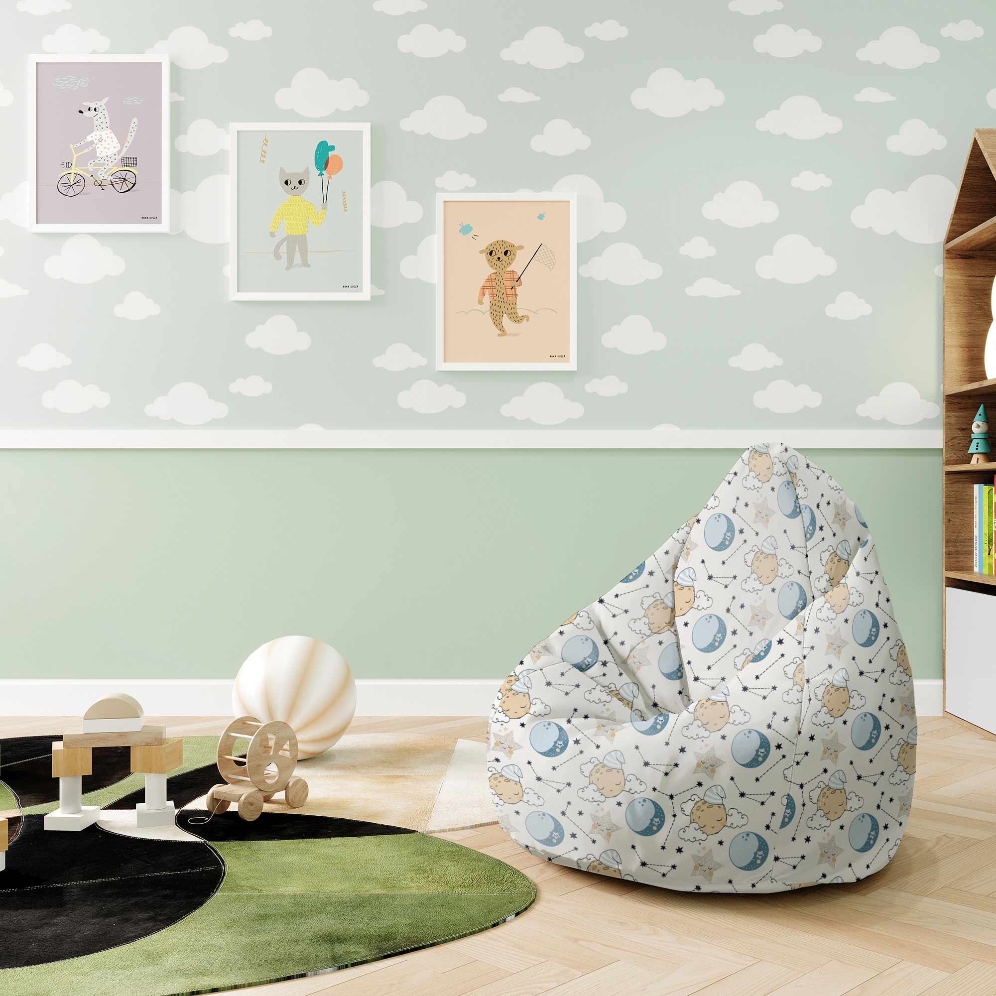 Pearshape Beanbag Sleeping Moon-S-Oxford