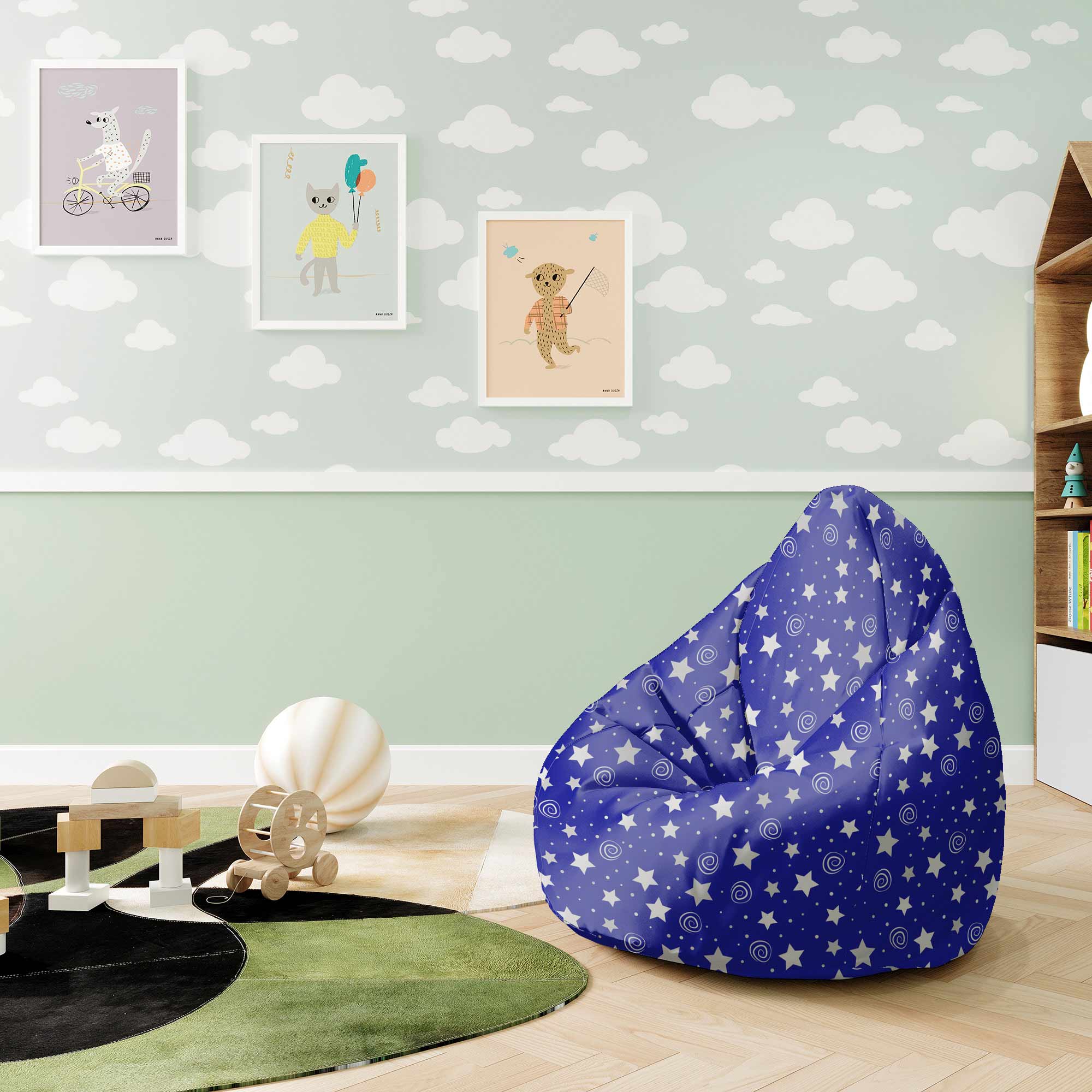 Sedací vak Pearshape Night Sky Pattern-S-Oxford