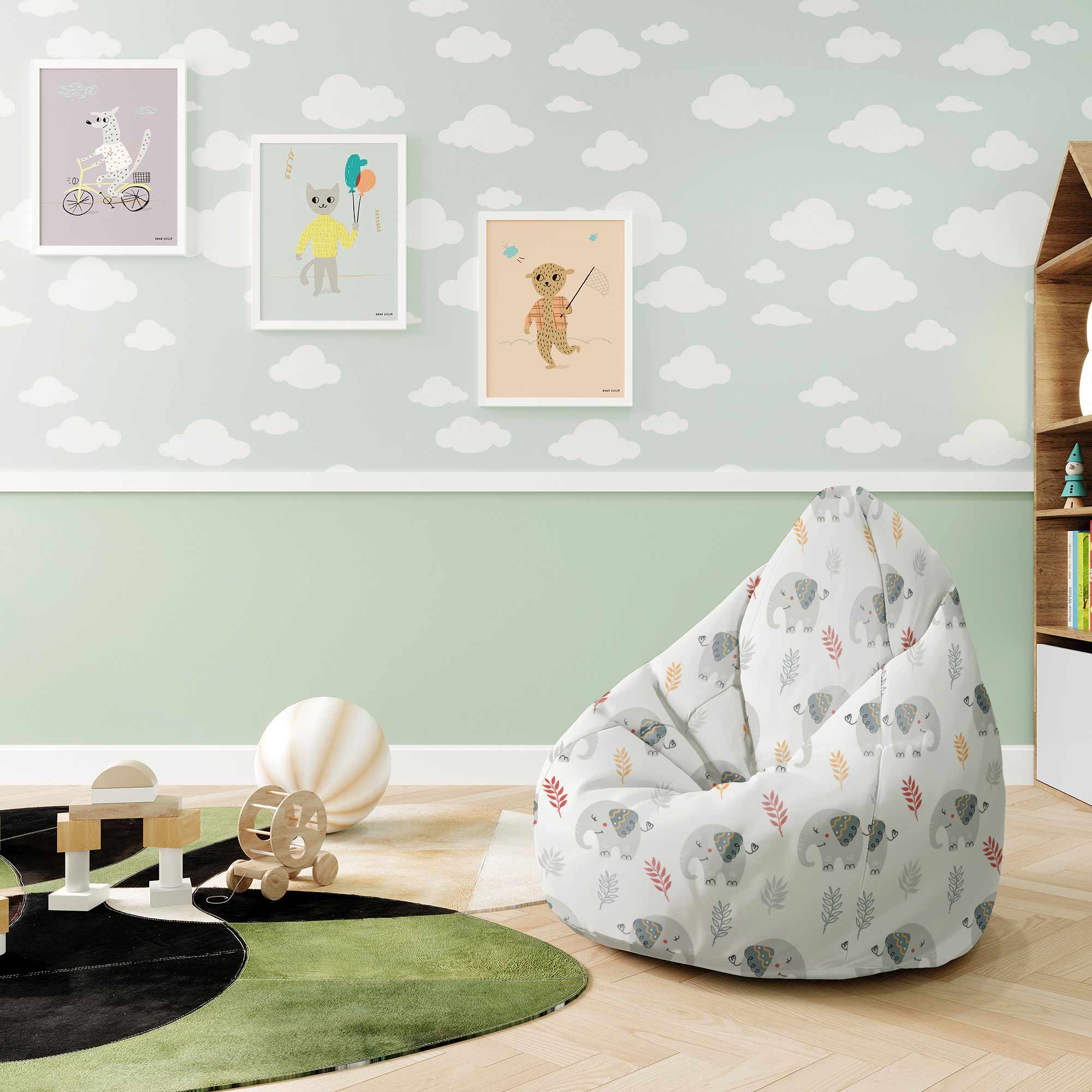 Puf Birnenform Niedlicher Elefant-S-Samt