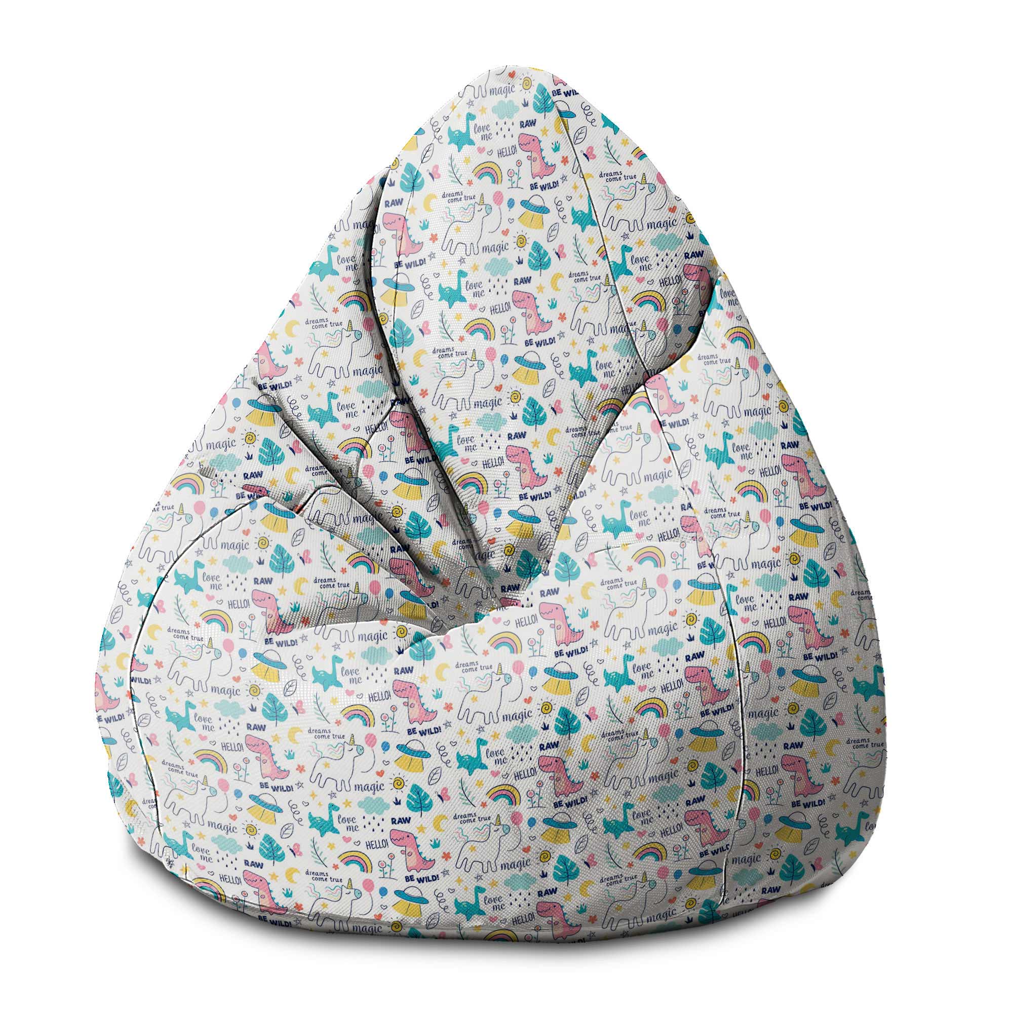 Puf Pearshape Dinosaurs and Unicorns-S-Velvet