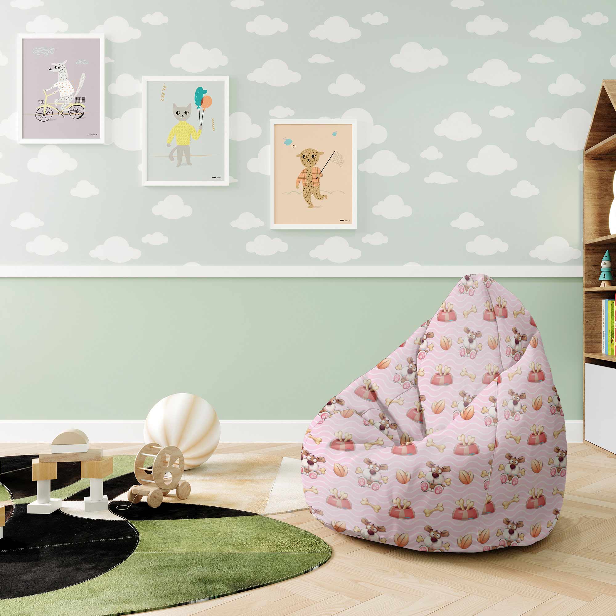 Puf Pearshape Funny Dog with a Bone-S-Oxford