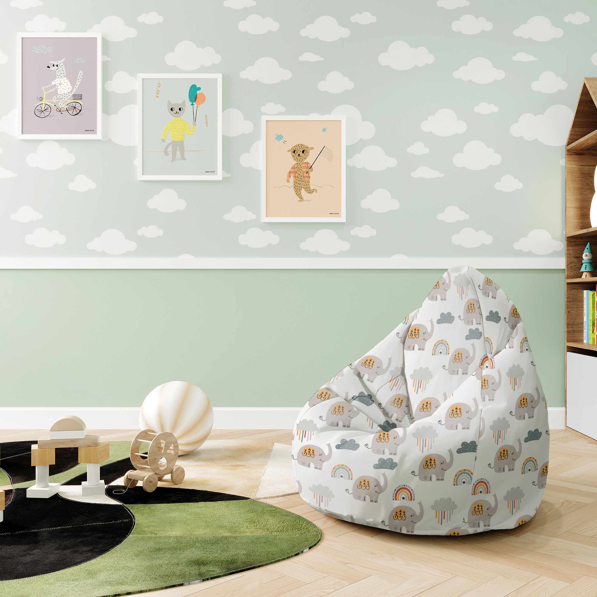 Puf Pearshape Grey Elephant-S-Oxford