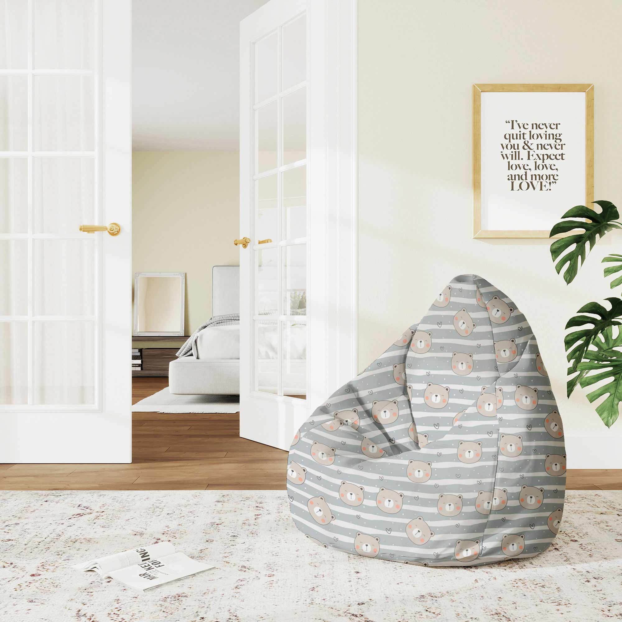 Puf Pearshape Happy Bear-M-Oxford