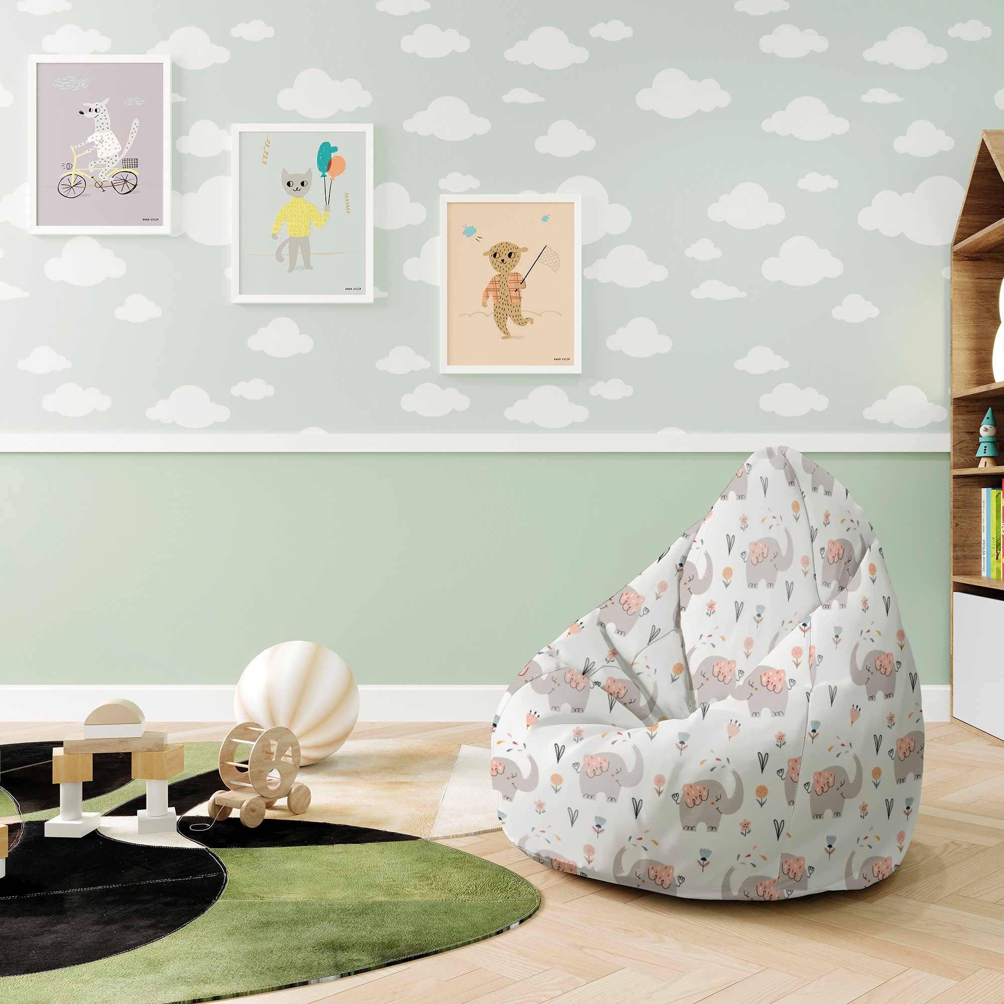 Puf Pearshape Happy Elephant