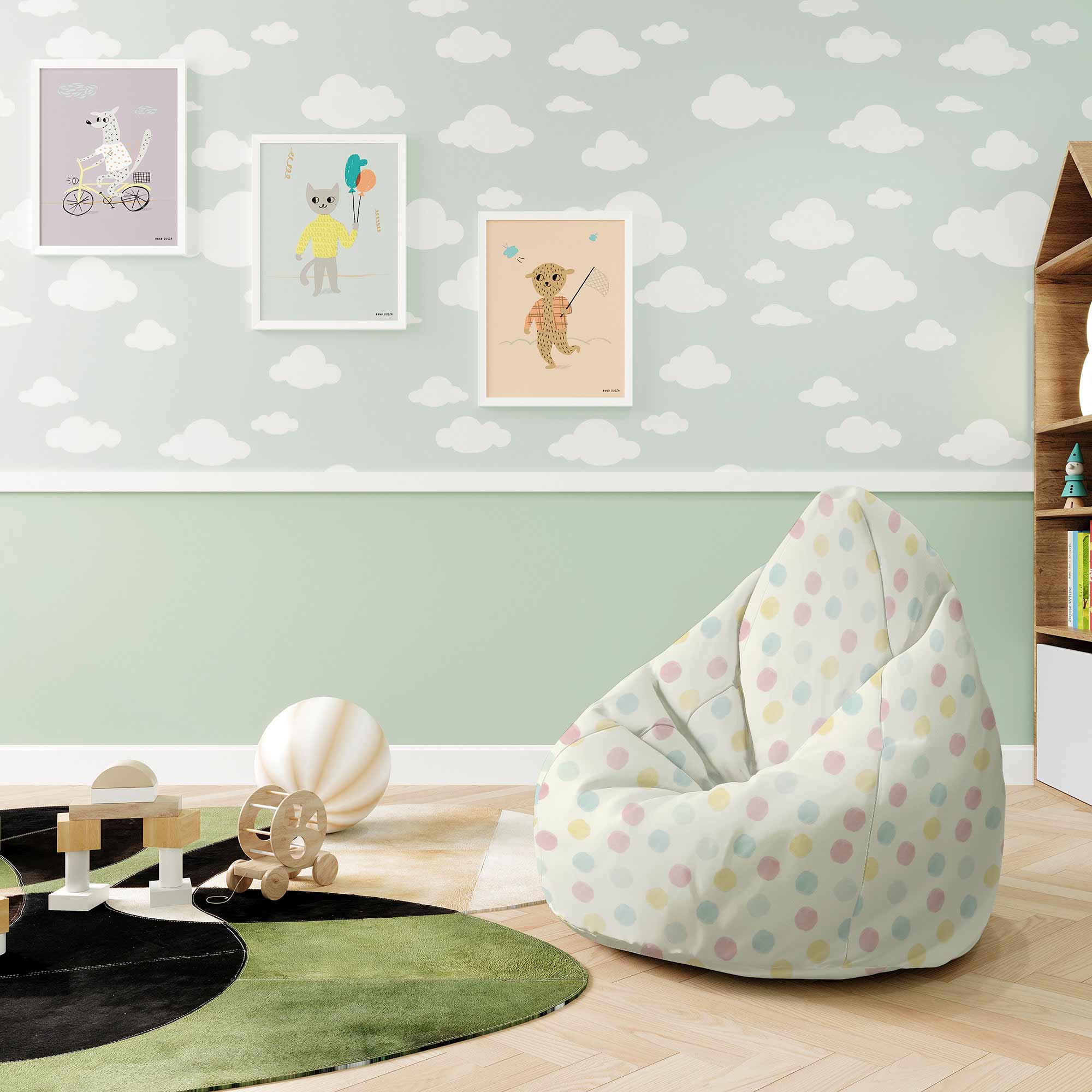 Puf Pearshape Pastel Spots-S-Velvet