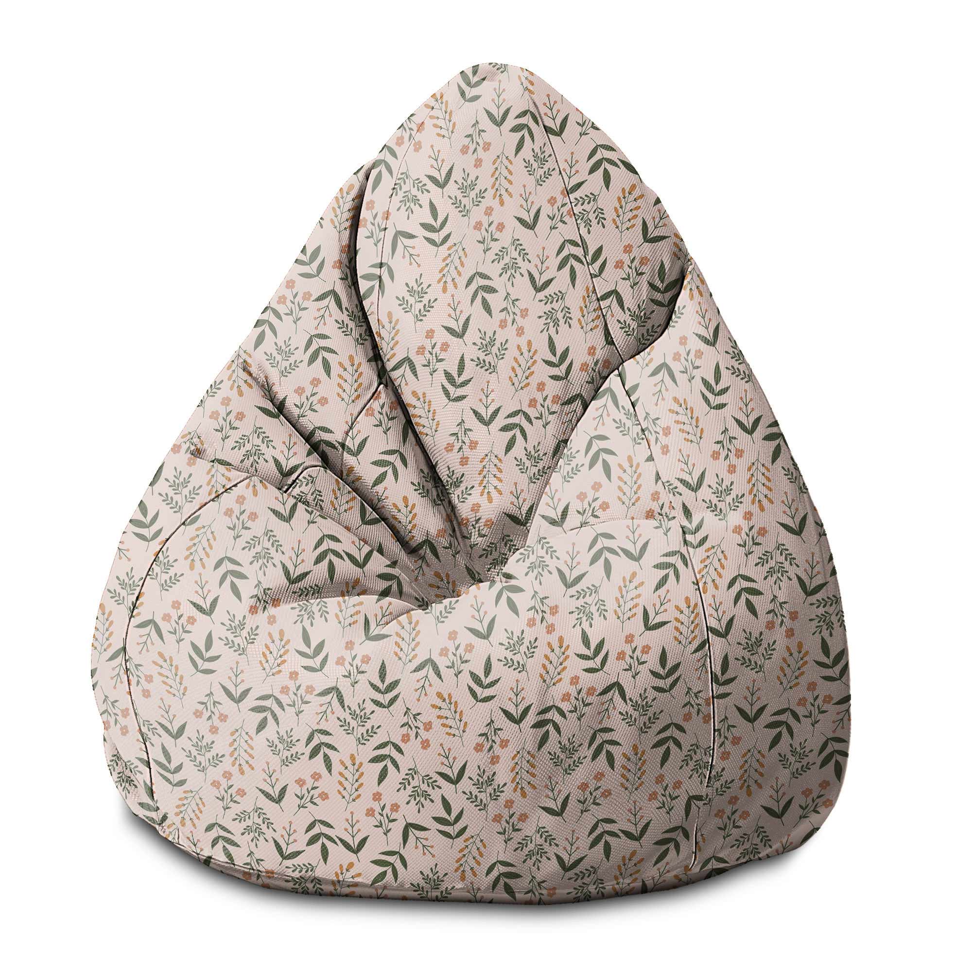 Puf Birnenform Botanisches Beige Muster-S-Oxford