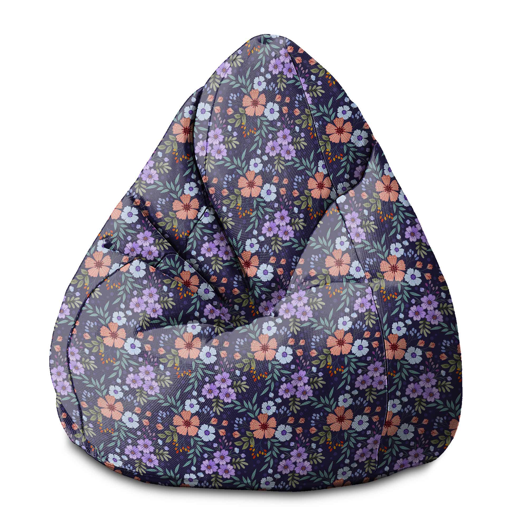 Sedací vak Pearshape Botanický vzor-S-Velvet