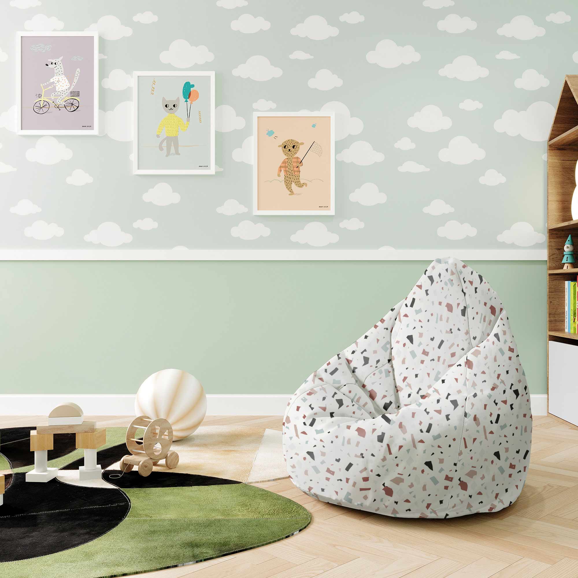 Puf Pearshape Brown Terrazzo-S-Oxford