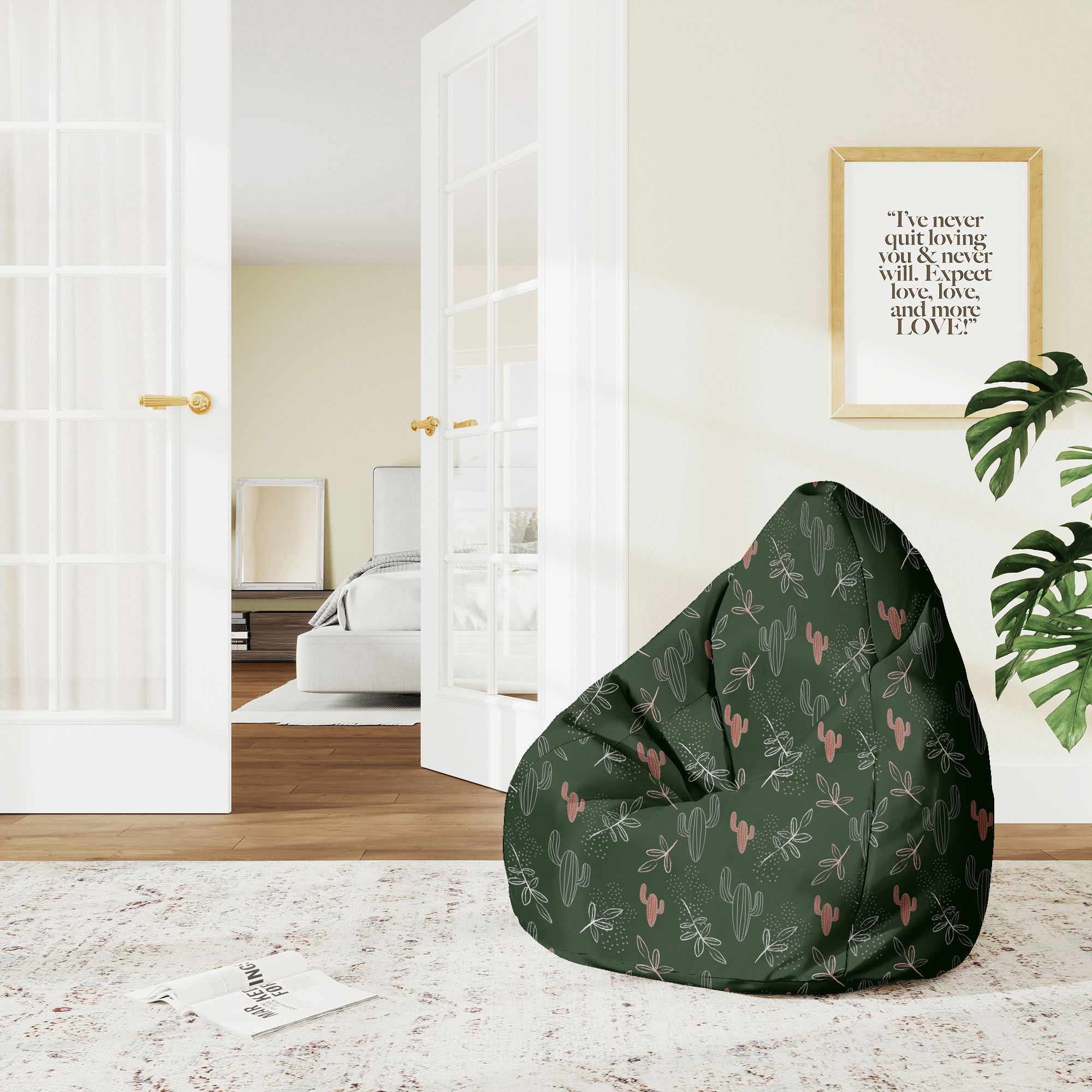 Puf Pearshape Kaktus Kritzeleien-M-Samt
