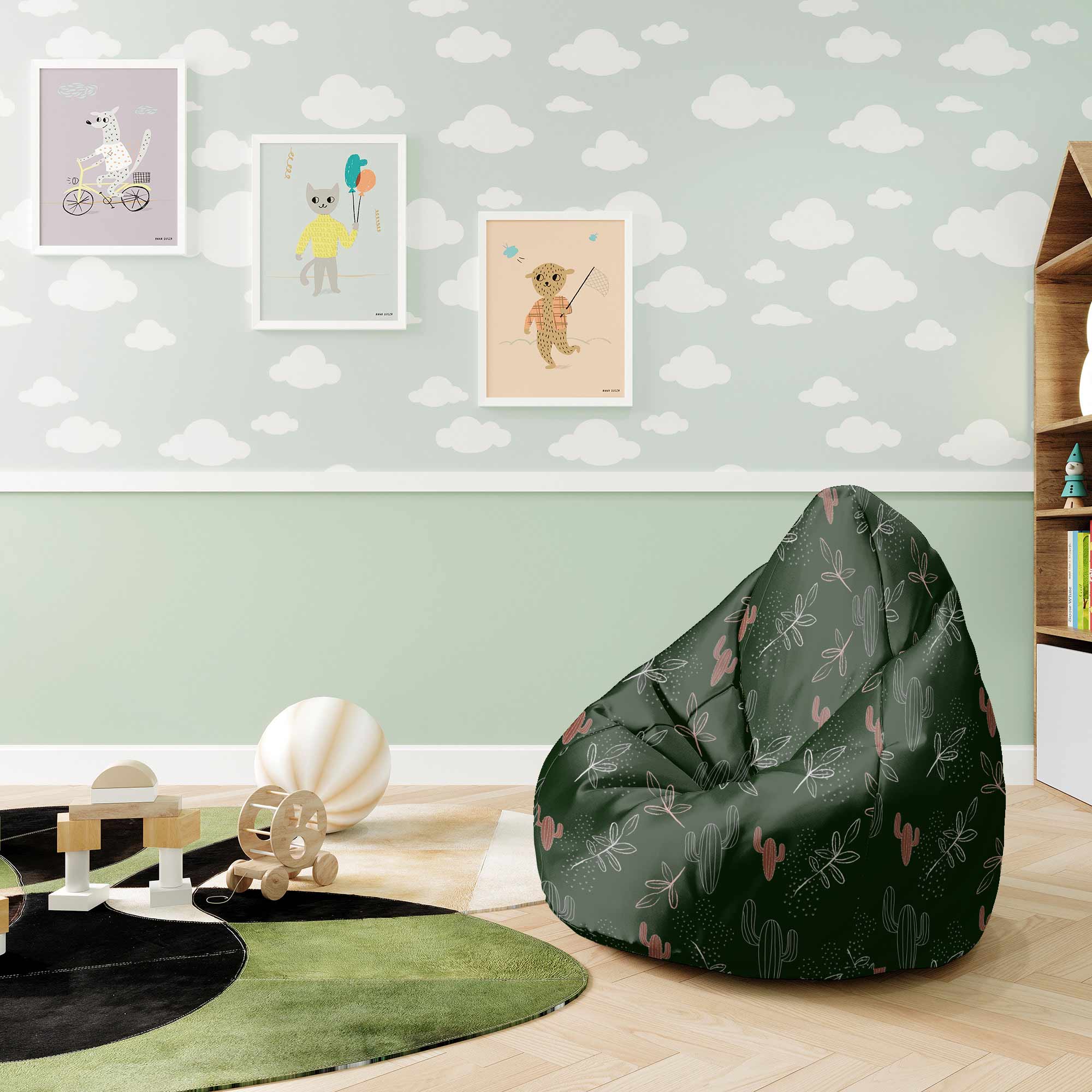 Puf Pearshape Kaktusové Kresby-S-Velvet