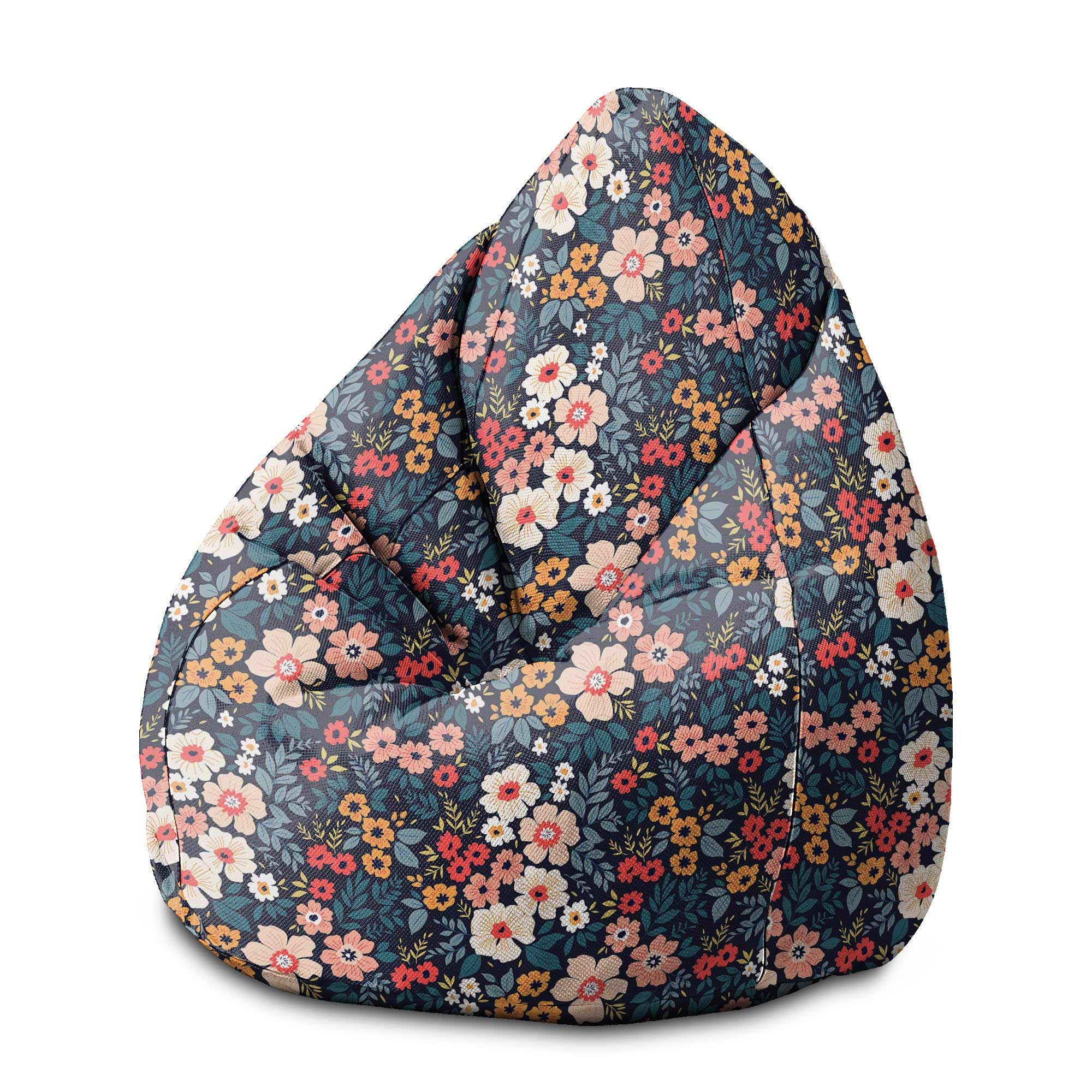 Puf Pearshape Barevné Květiny-M-Oxford