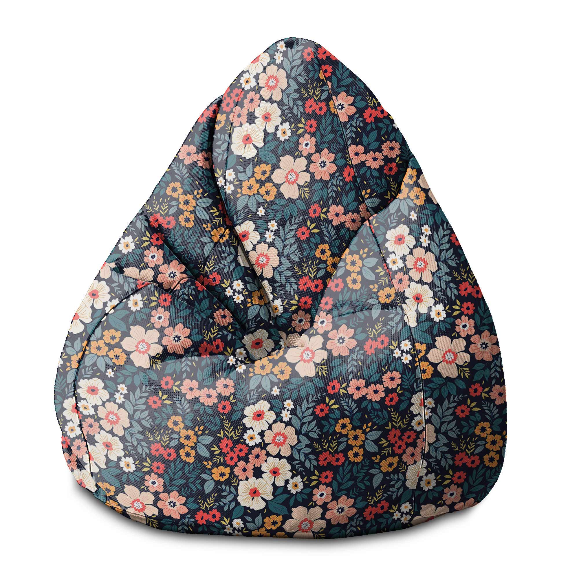 Puf Pearshape Colorful Flowers