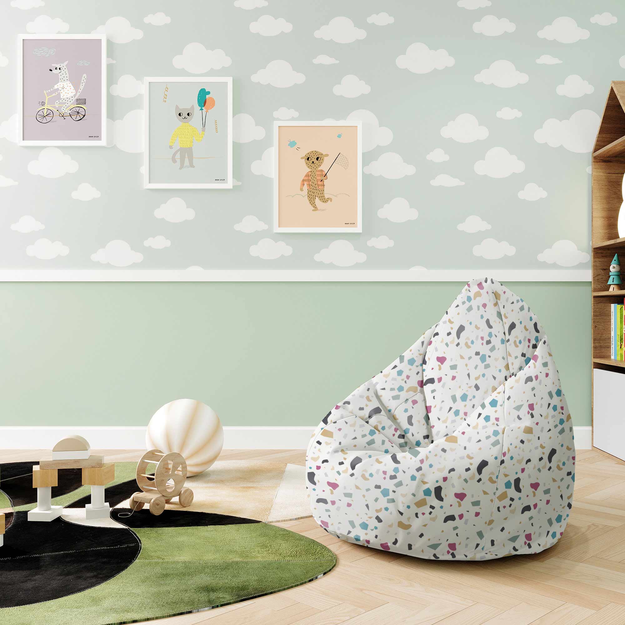 Puf Pearshape Bunter Terrazzo-S-Oxford