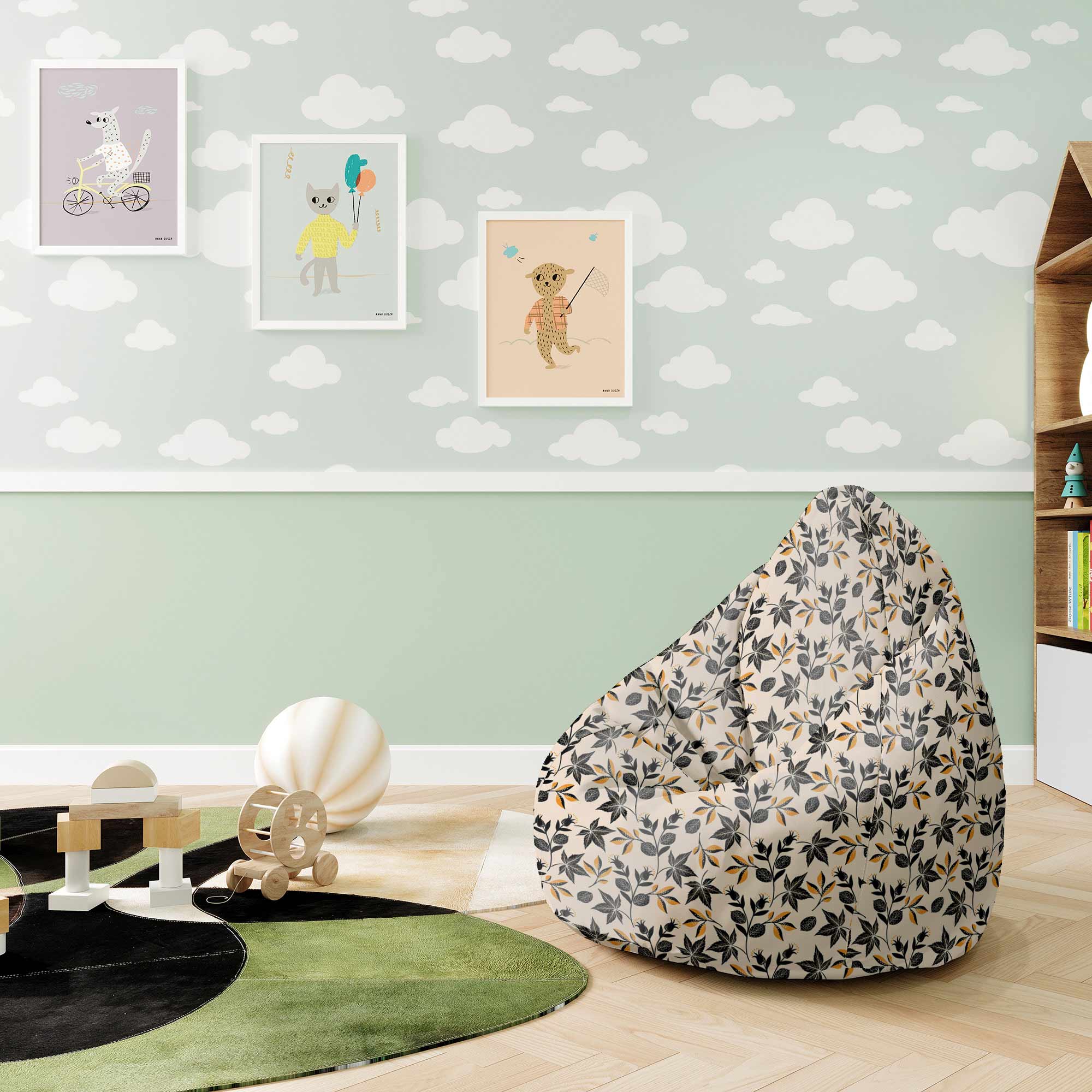 Pearshape Pouf Cozy Autumn Leaves-S-Velvet
