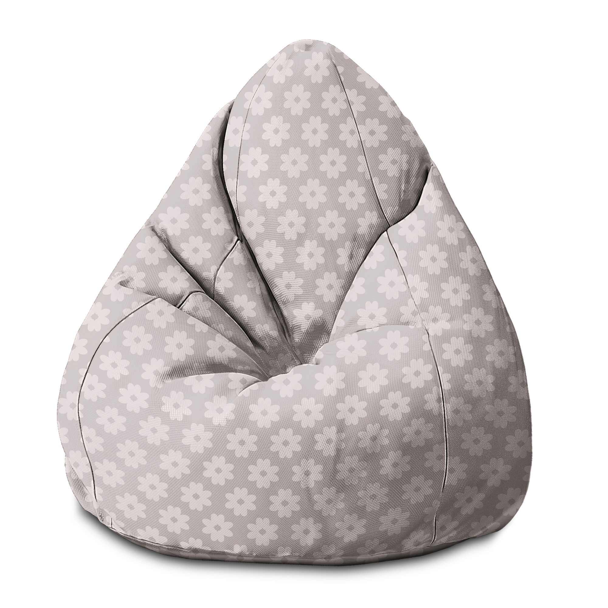 Pearshape Pouf Daisies on Grey-S-Velvet