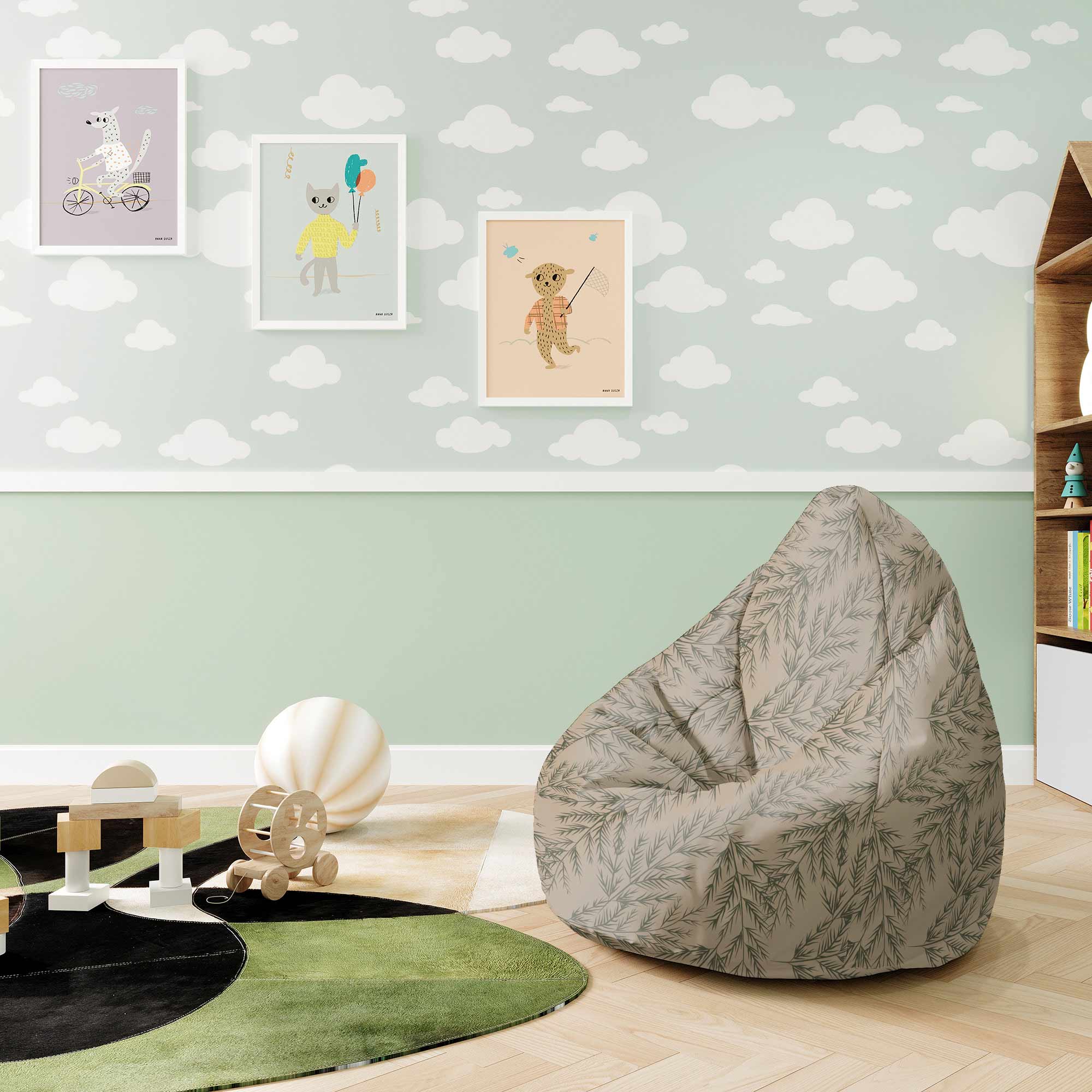 Pearshape Pouf Decorative Branches-S-Oxford