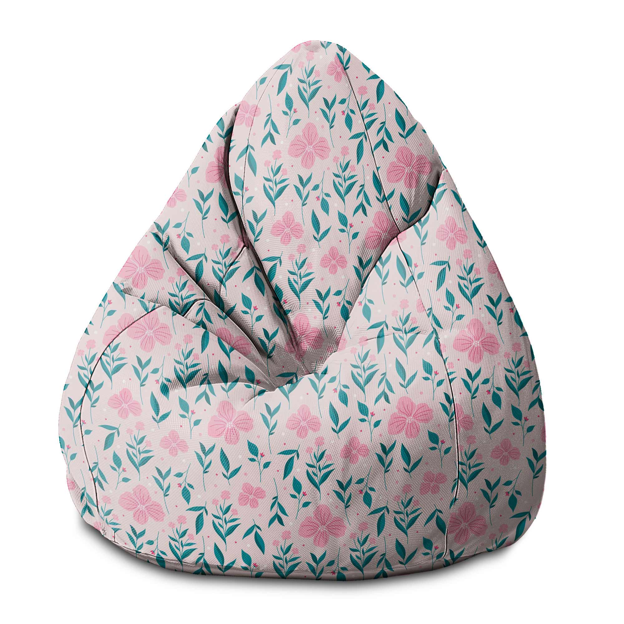 Puf Pearshape Zarte Rosa Blumen-S-Oxford