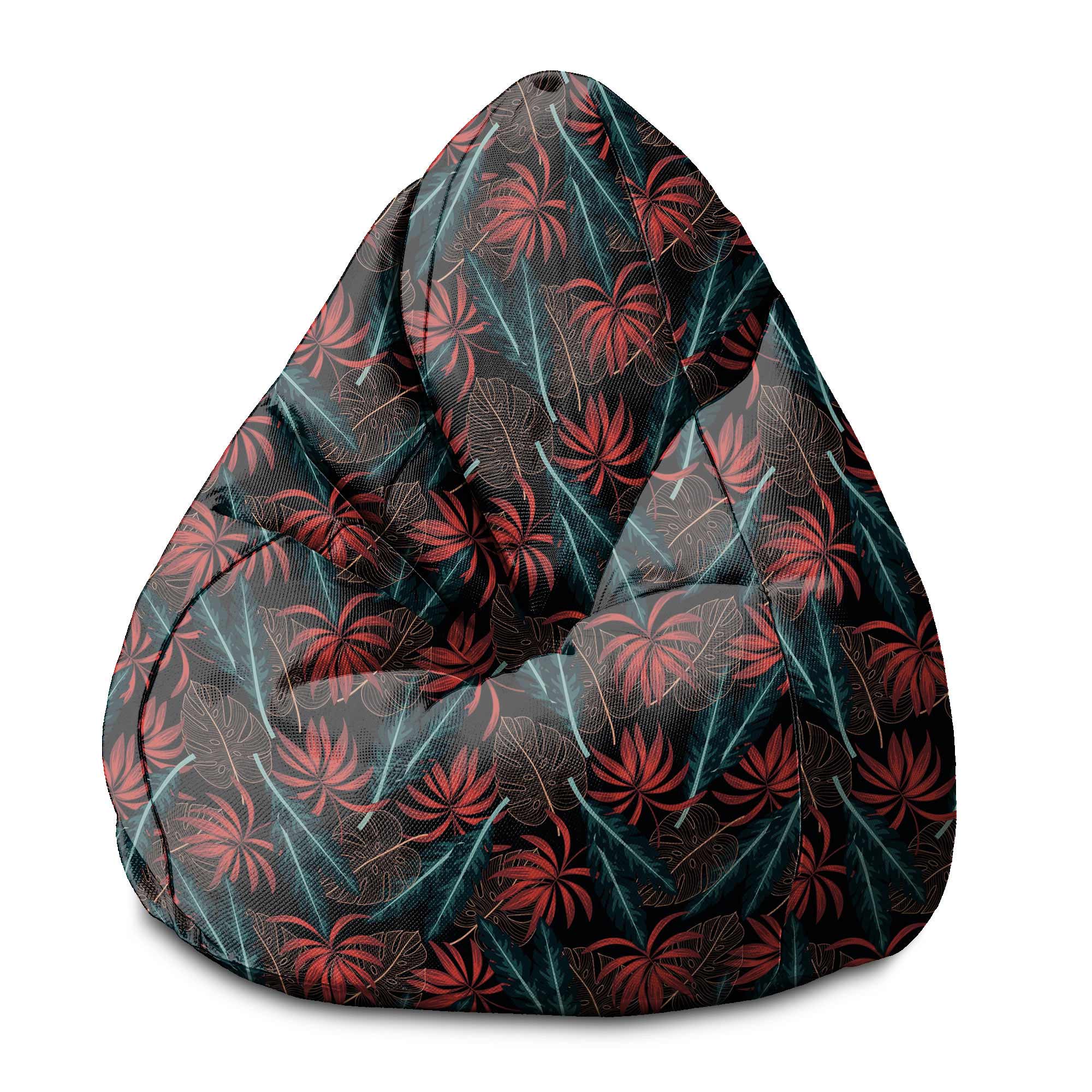Puf Pearshape Exotic Leaves on Dark-S-Oxford