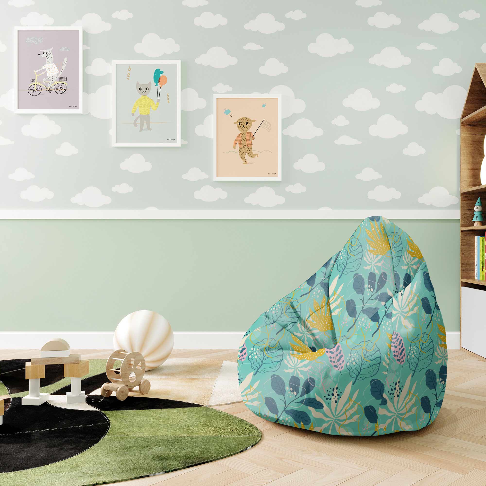 Pearshape Pouf Abstract Exotic-S-Oxford