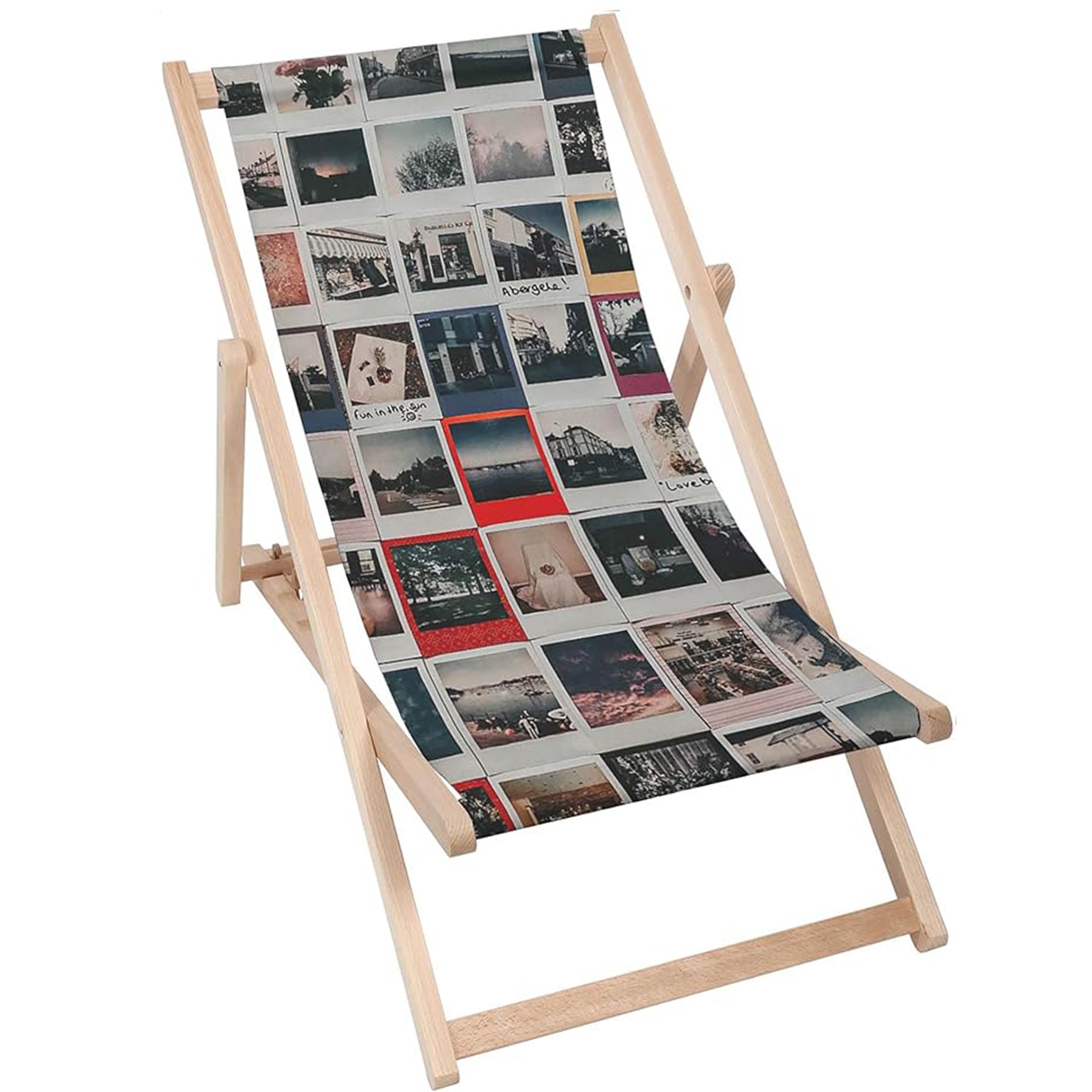 Drevené ležadlo Polaroidové fotografie